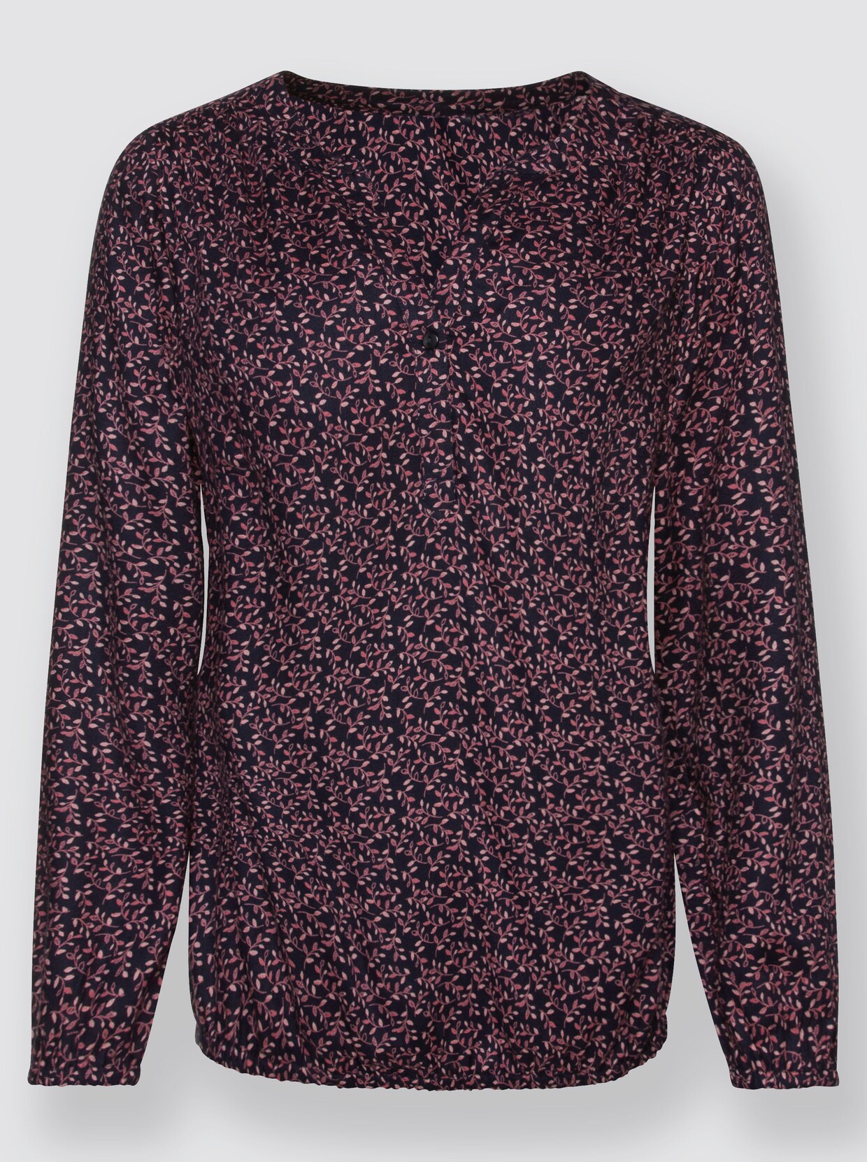 Comfortabele blouse - marine/roze gedessineerd