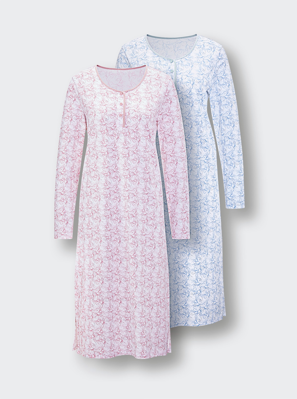 wäschepur Nachthemden - wit/roze + wit/lichtblauw