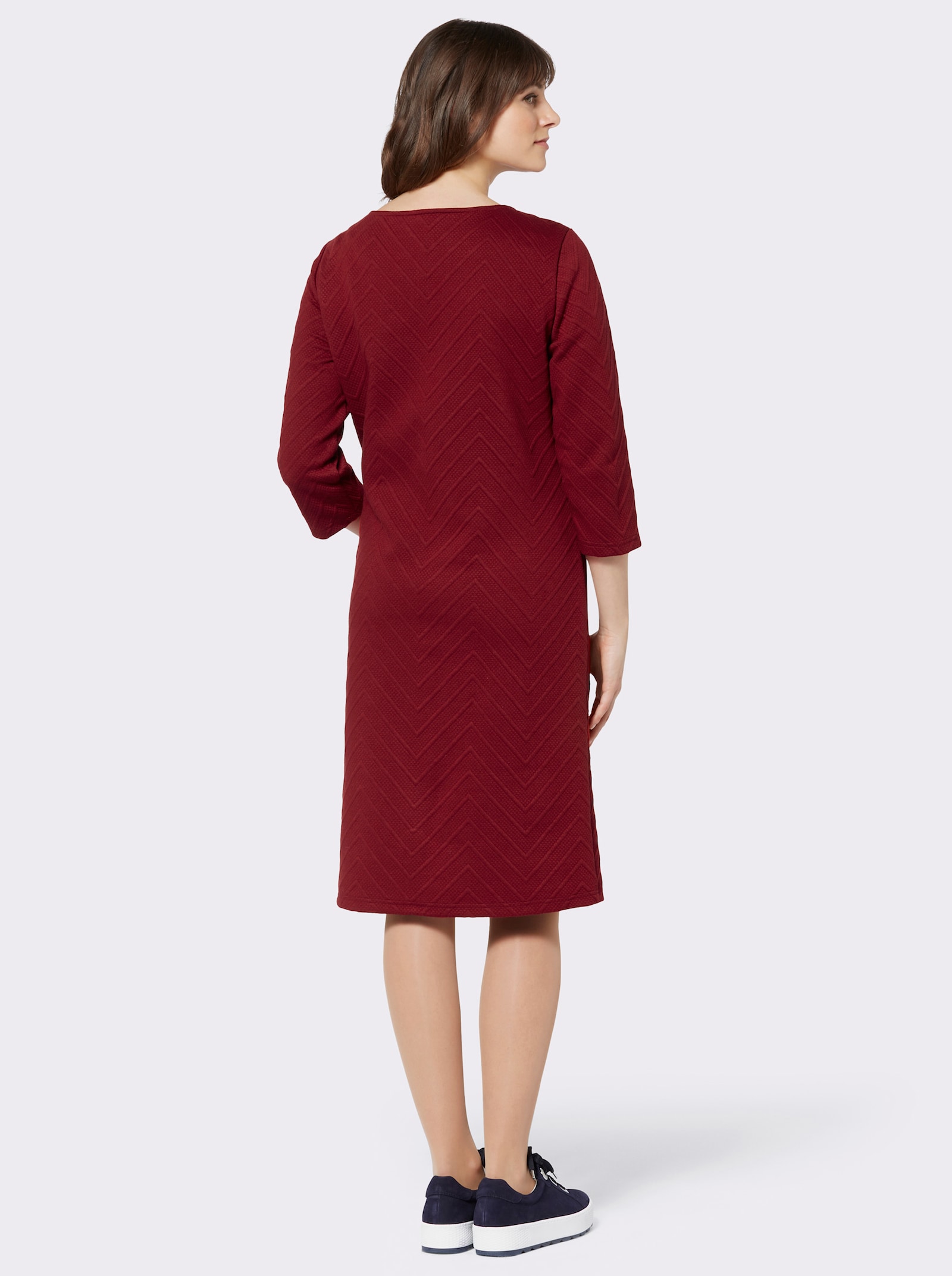 Druckkleid in Jersey-Jacquard-Qualität - dunkelrot