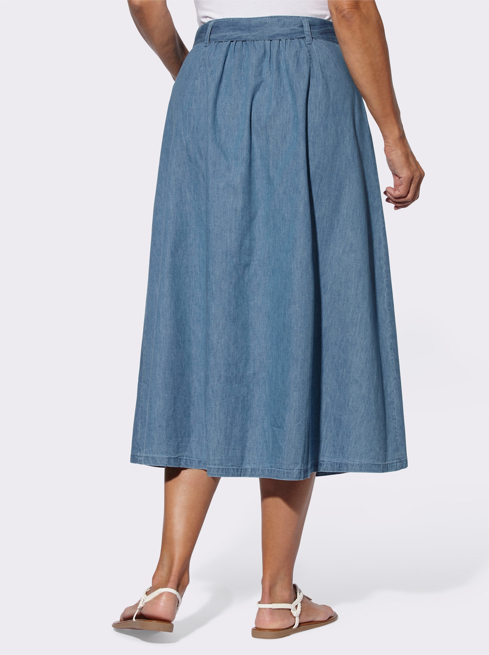 Jeansrock in ausgestellter Form - blue-bleached