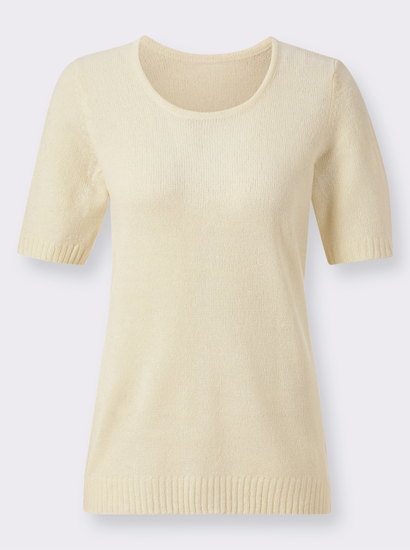 Rundhalspullover aus Feinbouclé - wollweiss