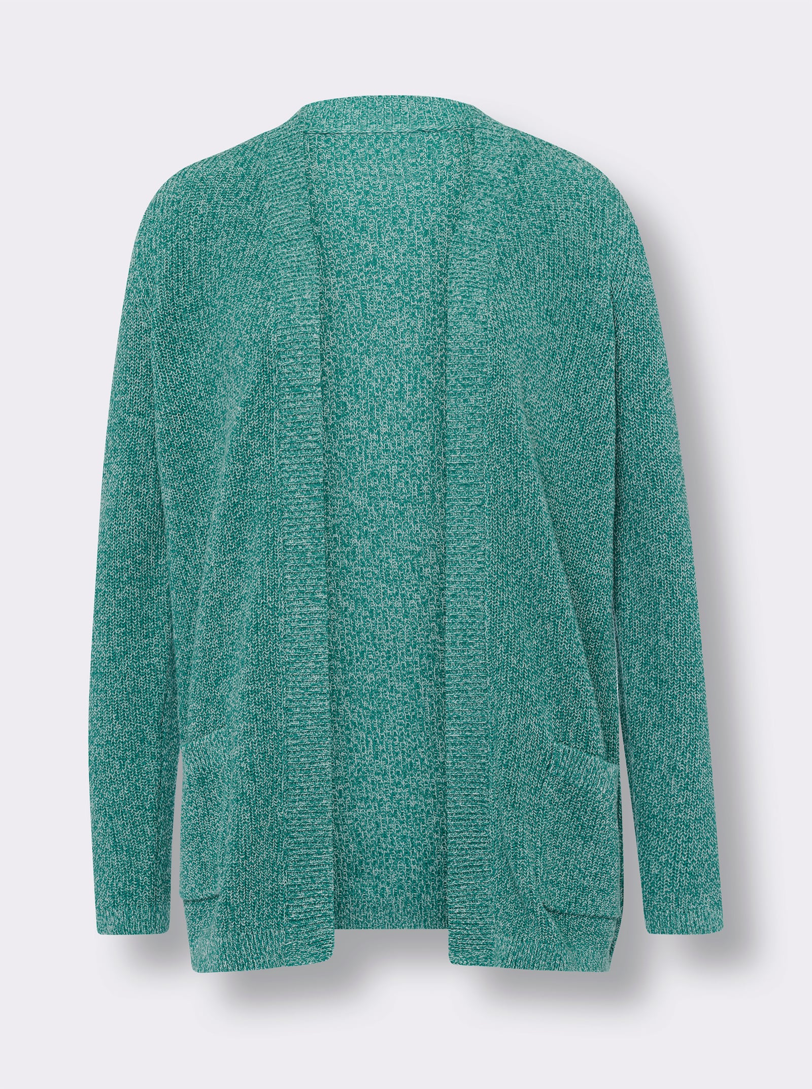 Strickjacke mit aufgesetzten Taschen - smaragd-meliert