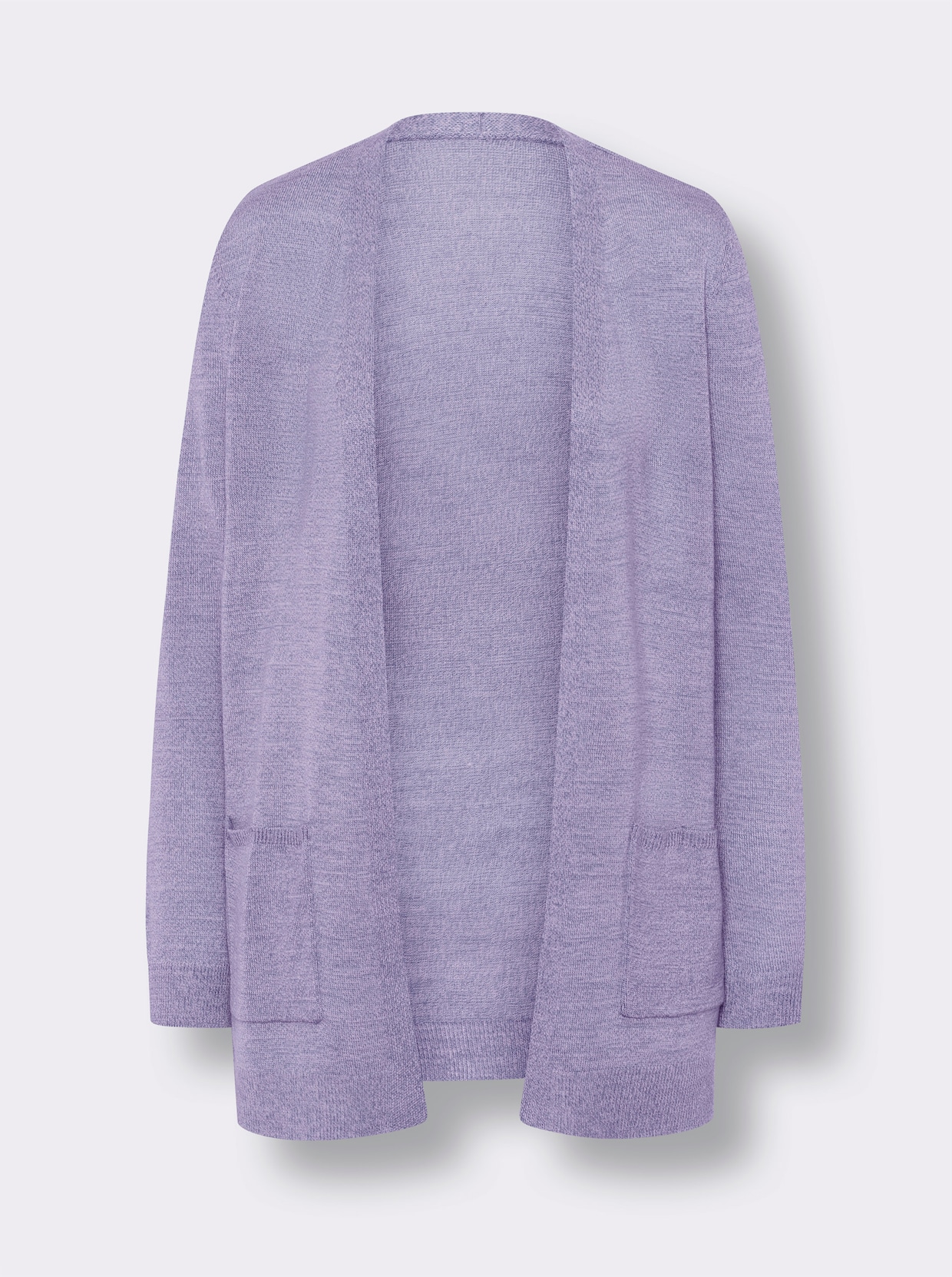 Longstrickjacke - lavendel-ecru-meliert