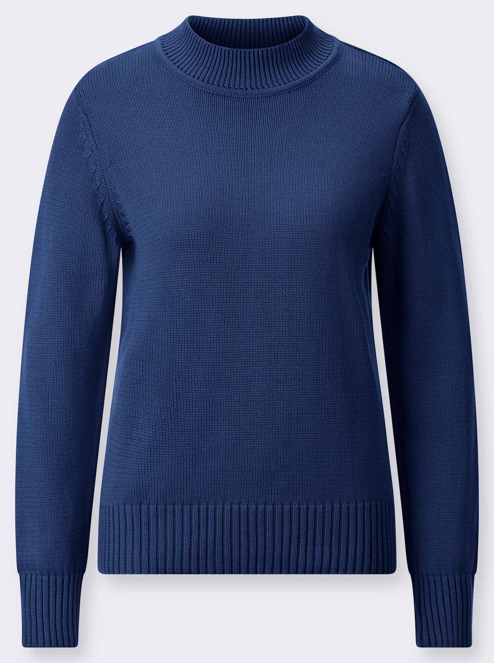 Stehkragenpullover mit Baumwolle - royalblau