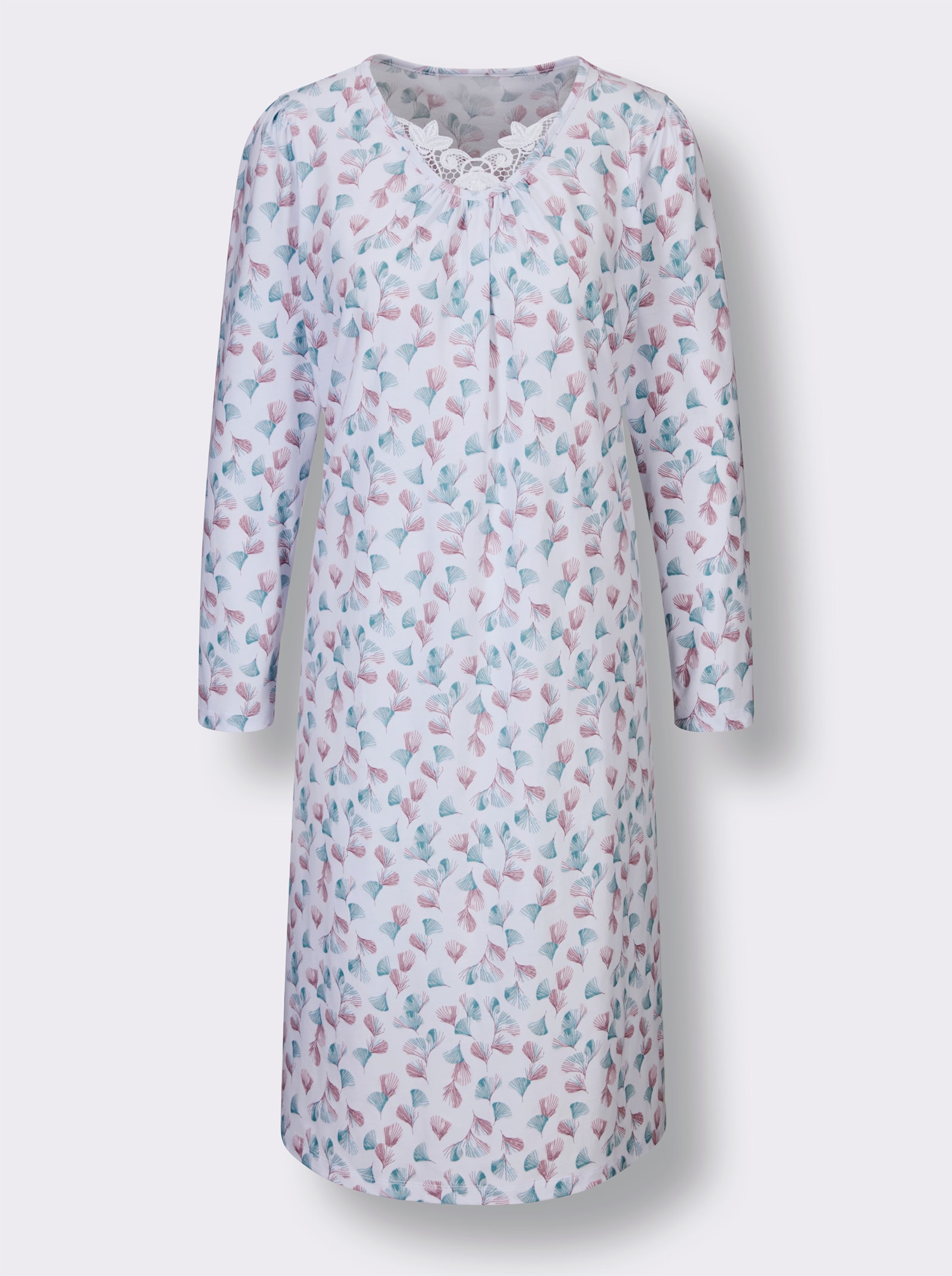 wäschepur Nachthemd - weiss-rosé-bedruckt