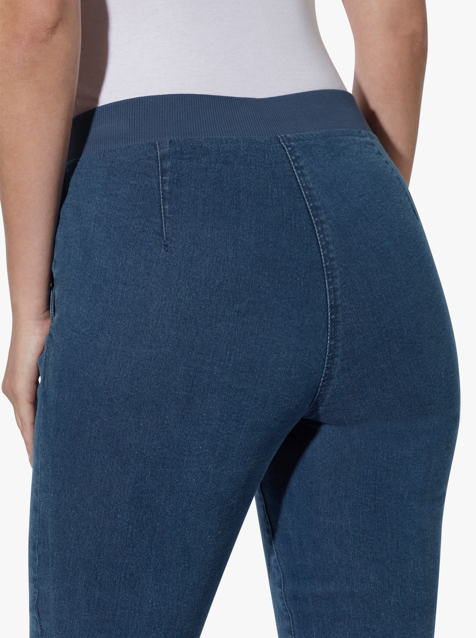 Comfortjeans met ogen en sierband - blue-stonewashed