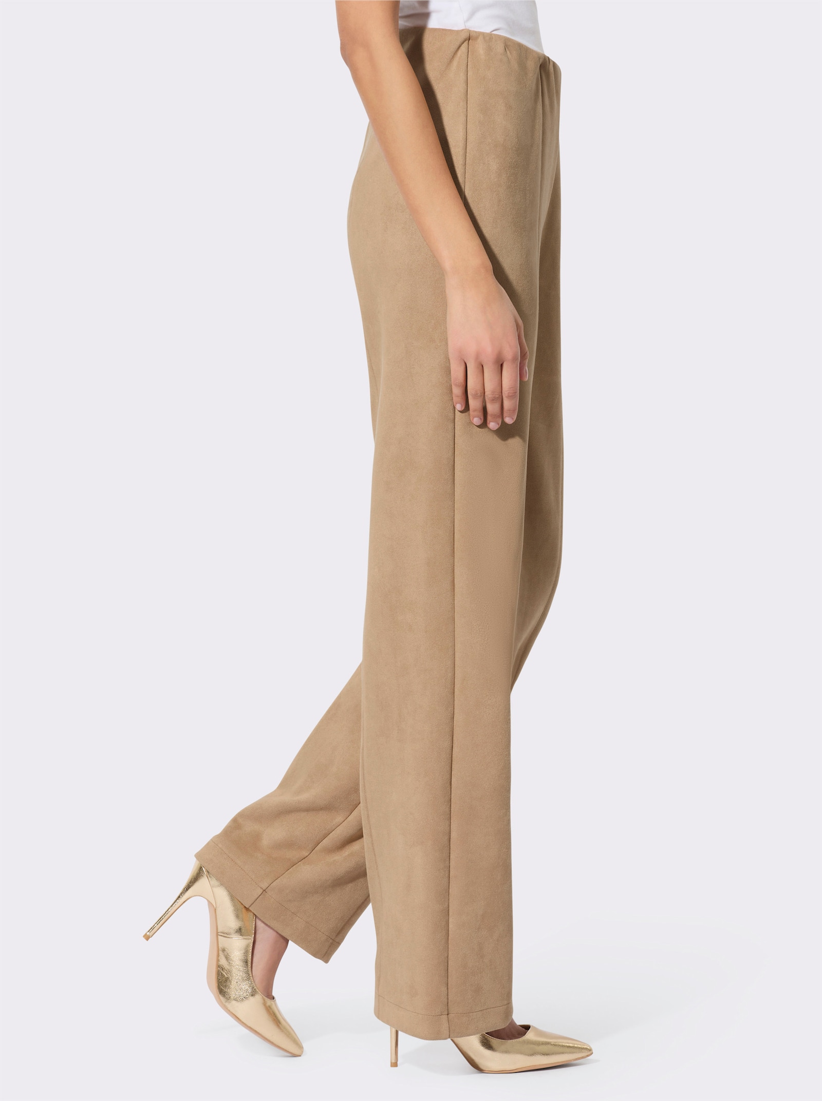 Hose in Veloursleder-Optik - camel