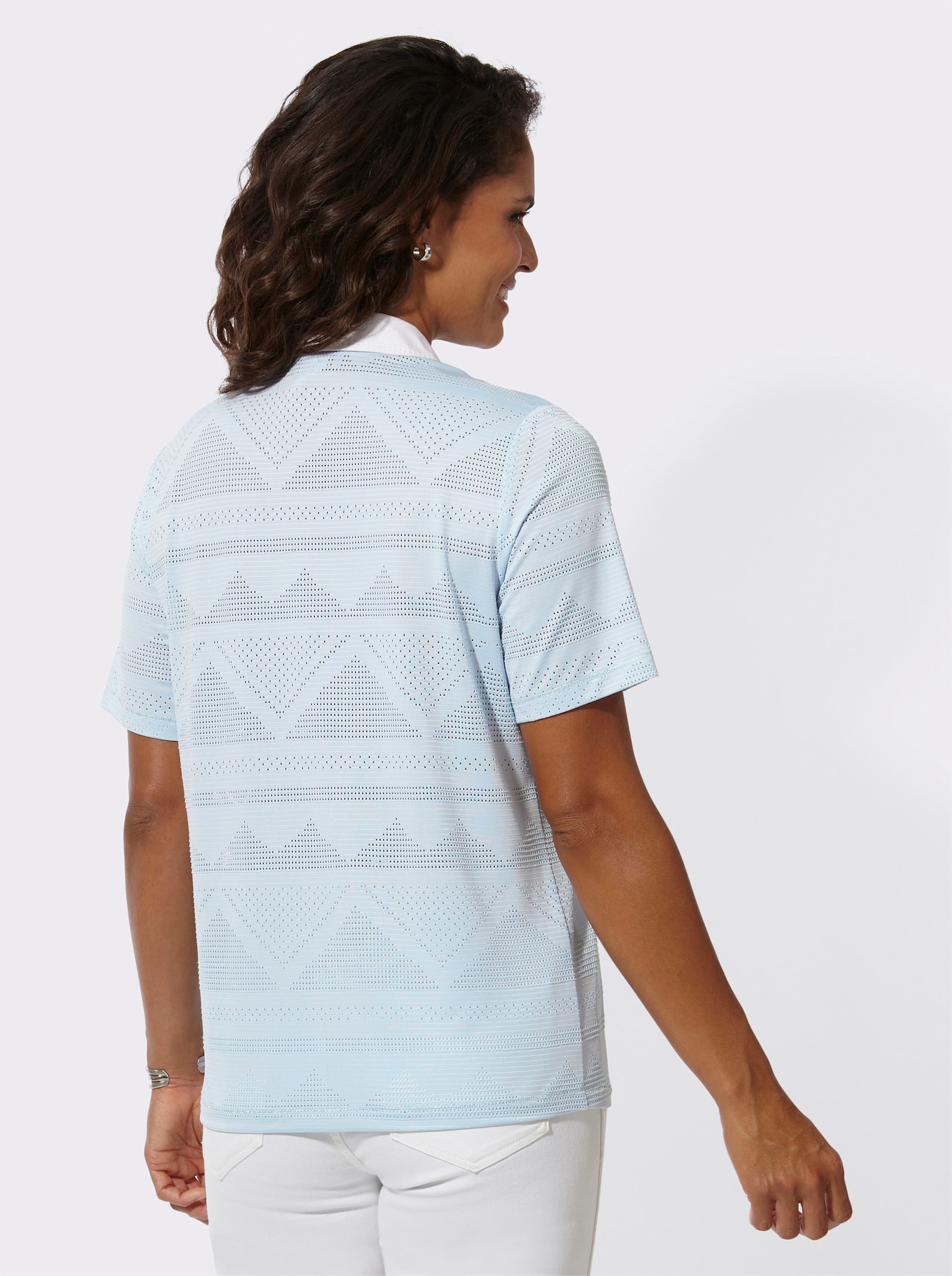 Poloshirt met jacquardpatroon - lichtblauw