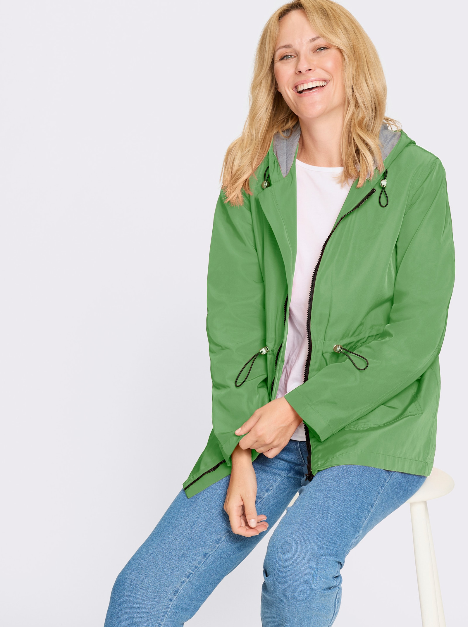 Jacke mit Tunnelzug in der Taille - apfel