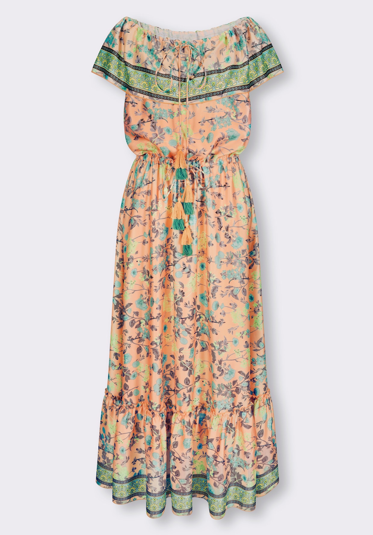 heine Jurk met print - apricot/groen bedrukt