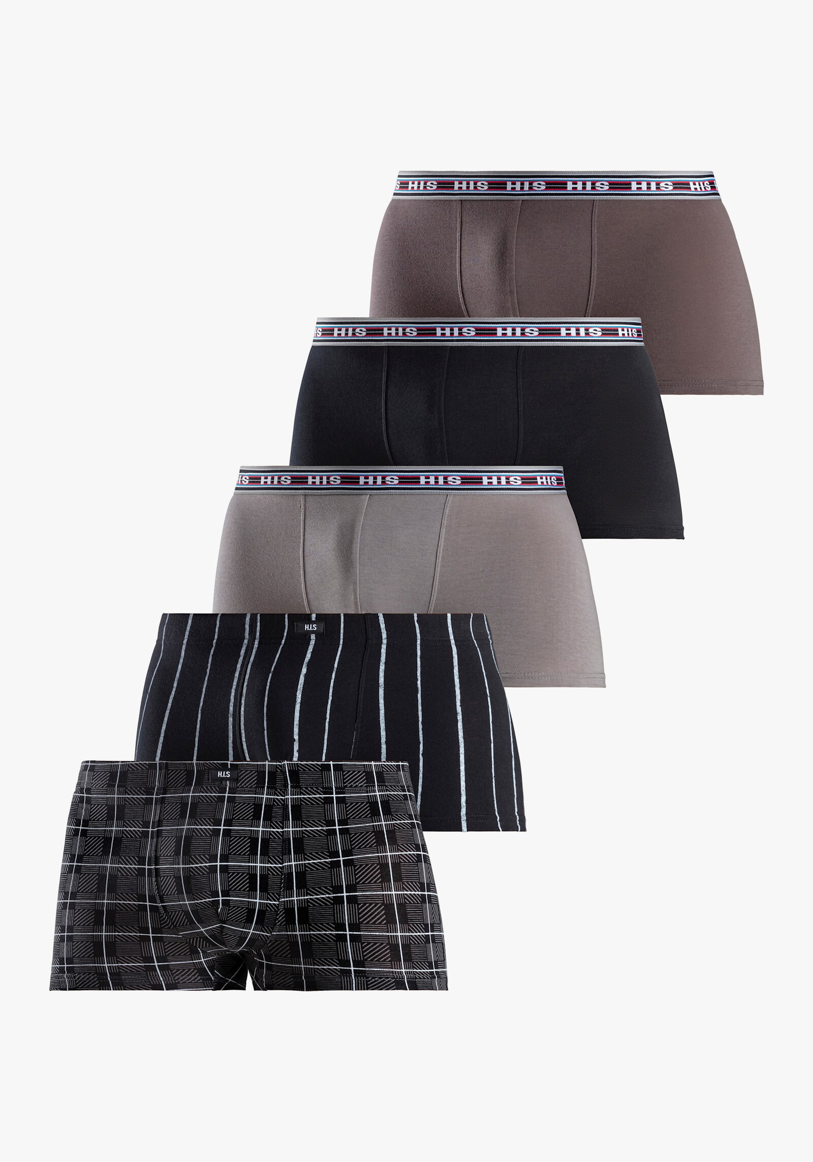 H.I.S Boxer - antraciet/zwart/grijs/strepen/ruit