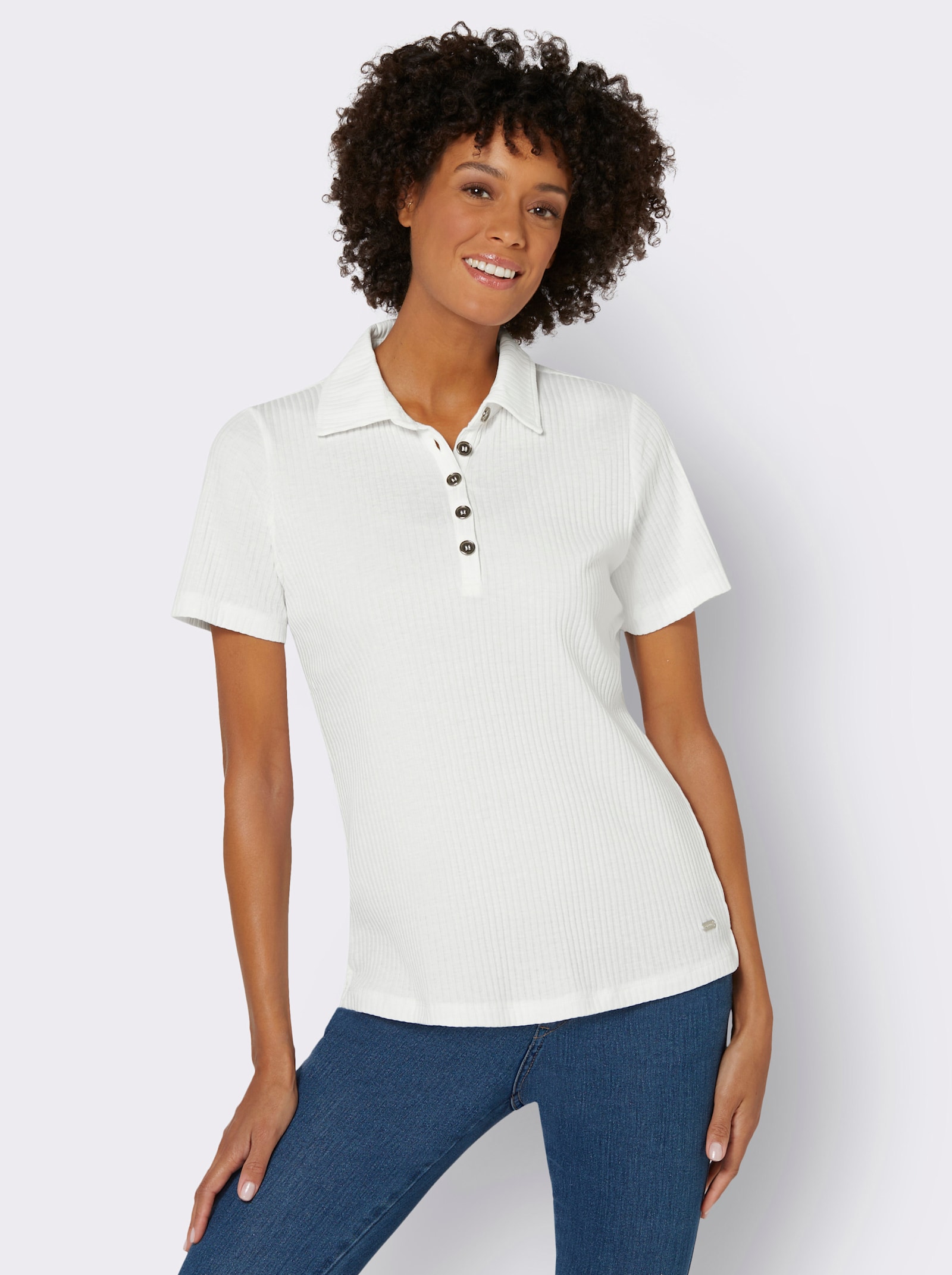 Poloshirt mit Stretch-Anteil - ecru