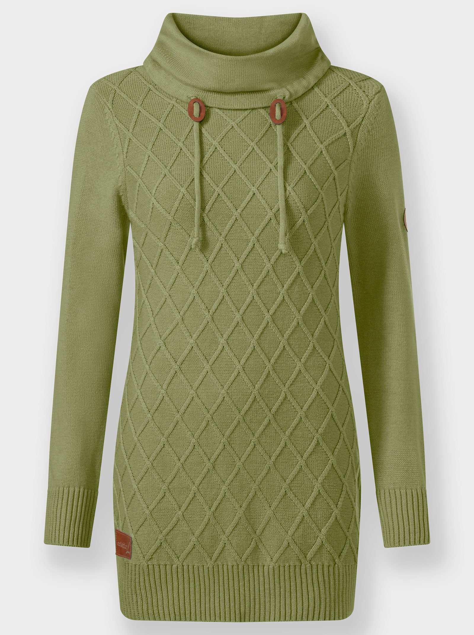 Rollkragenpullover mit Rauten-Strickmuster - schilf