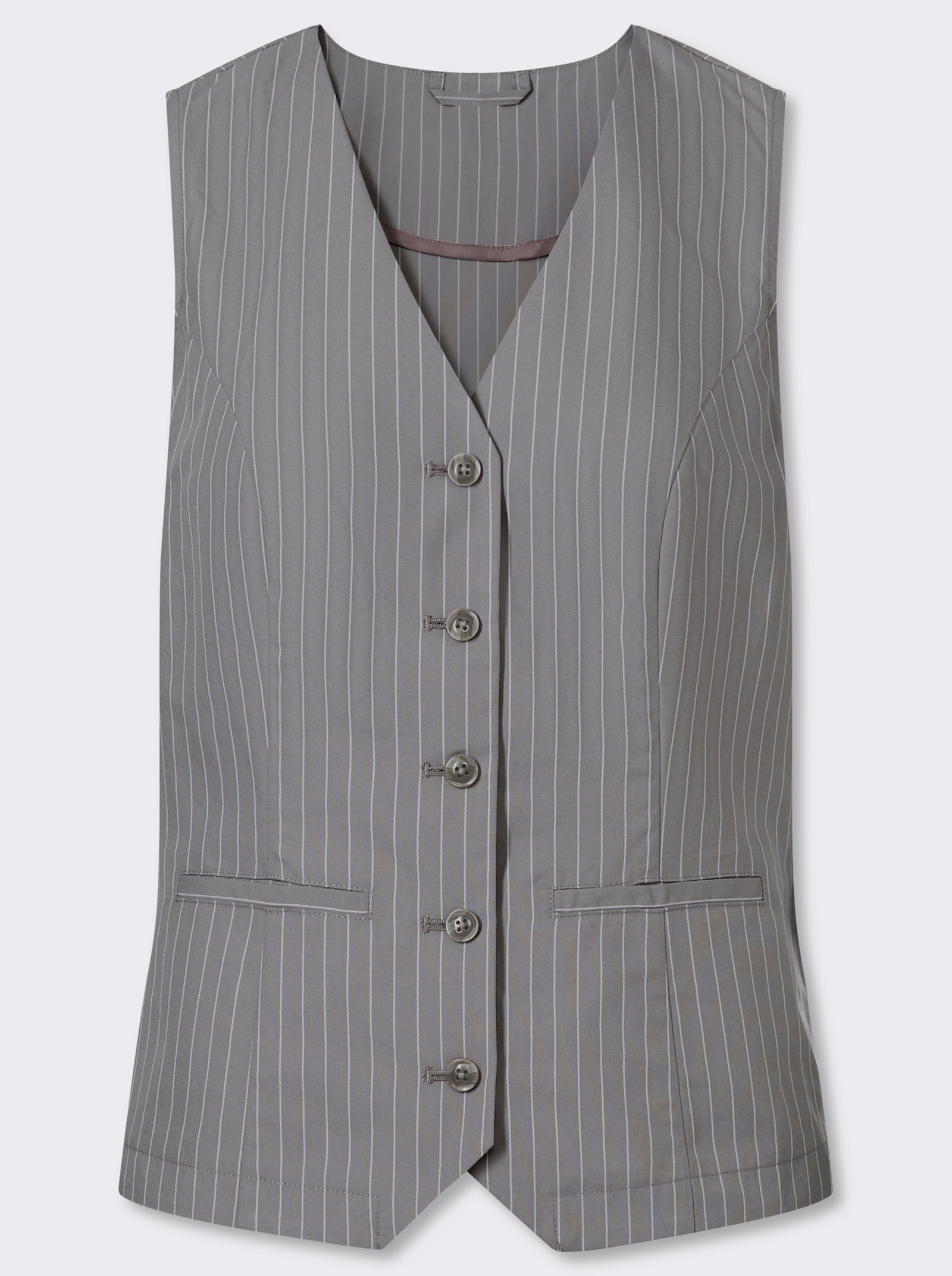 Weste im Nadelstreifen-Dessin - grau-ecru-gestreift