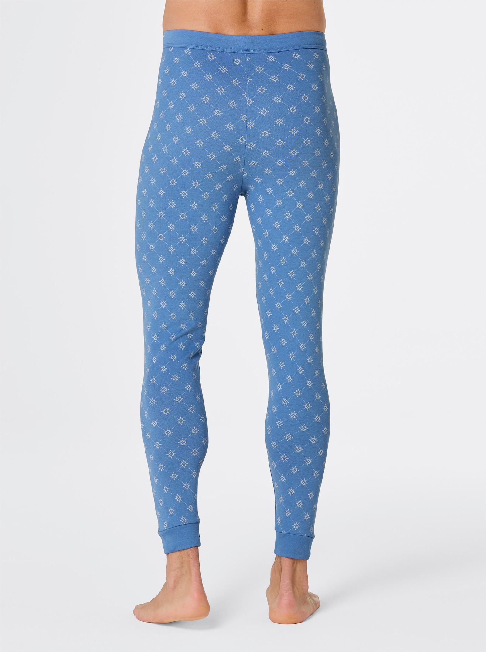 wäschepur men Hose lang - mittelblau + mittelblau-bedruckt