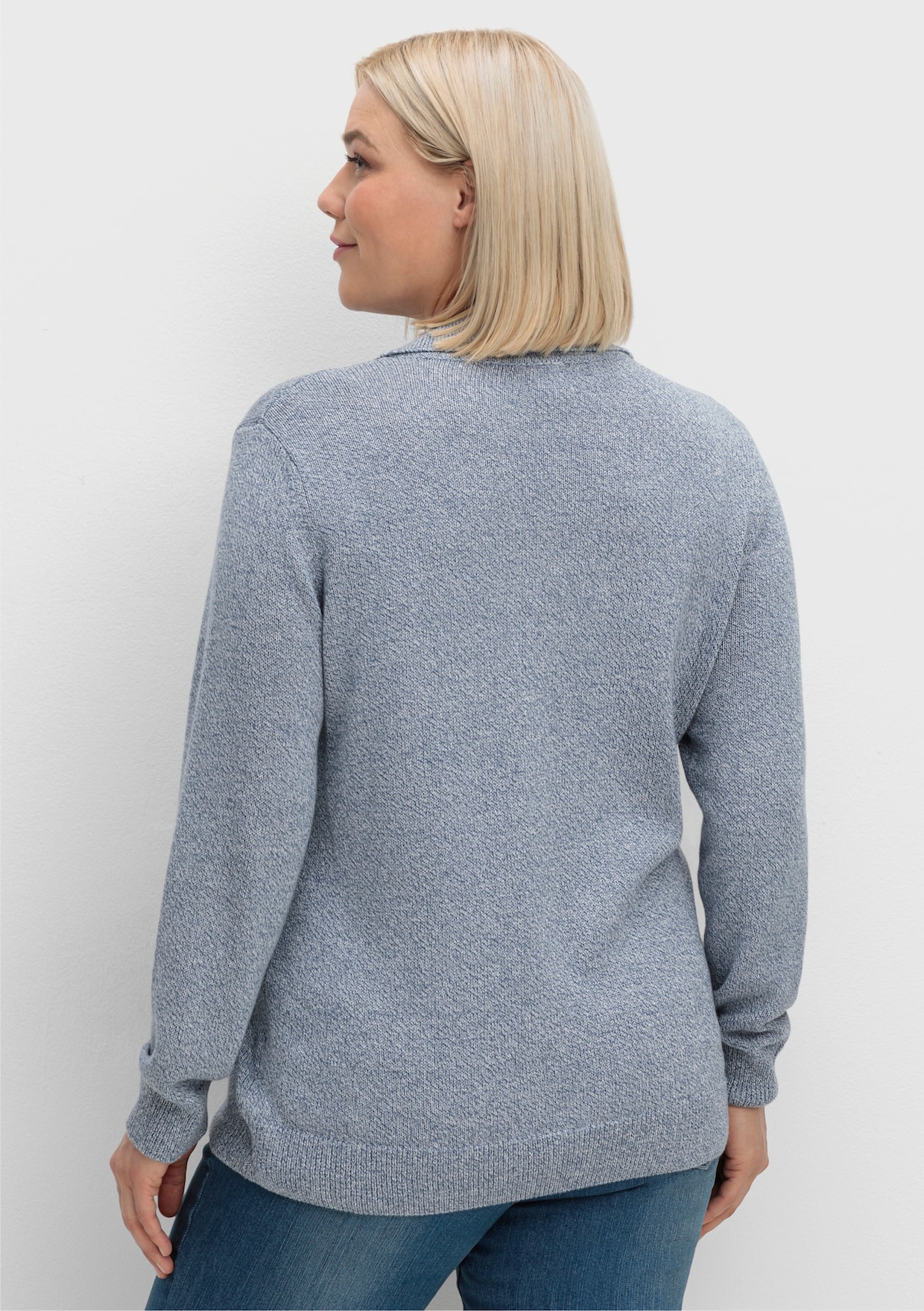 Polopullover aus meliertem Garn - rauchblau-meliert