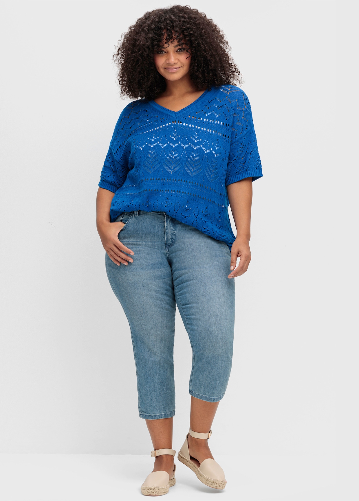 sheego Pullover - kobaltblauw
