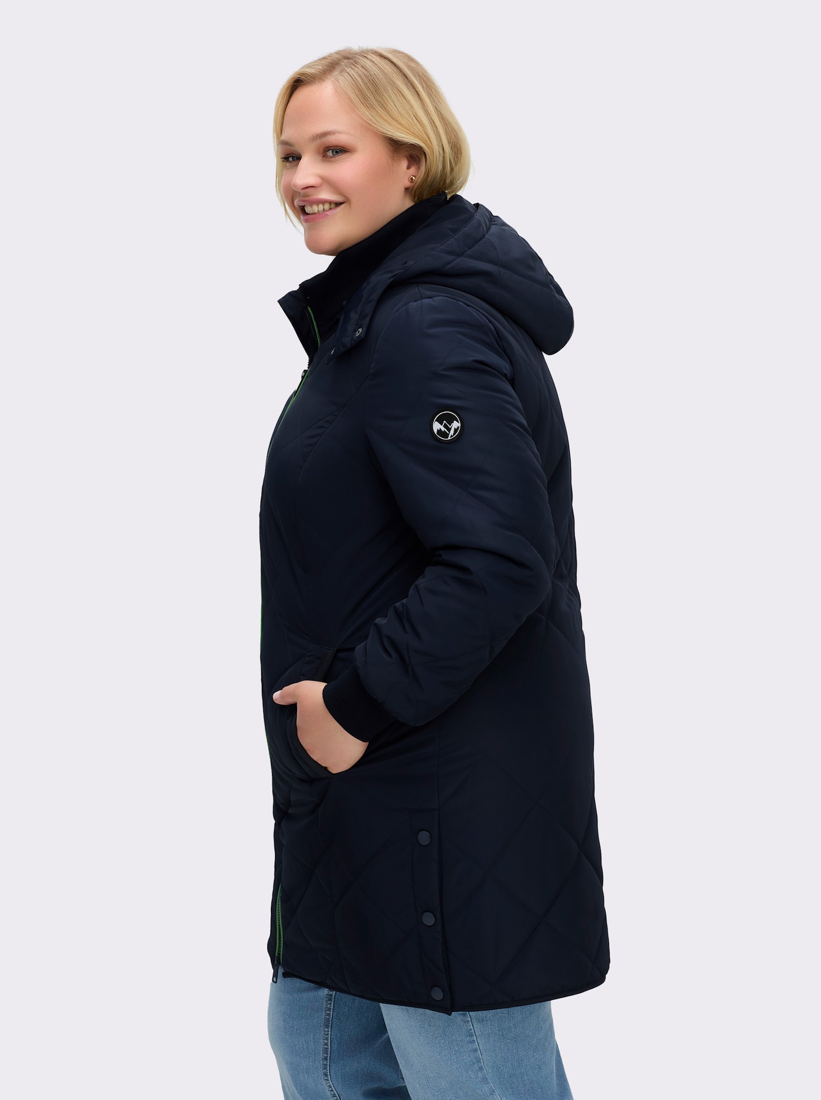 sheego Steppjacke mit abnehmbarer Kapuze - tiefblau