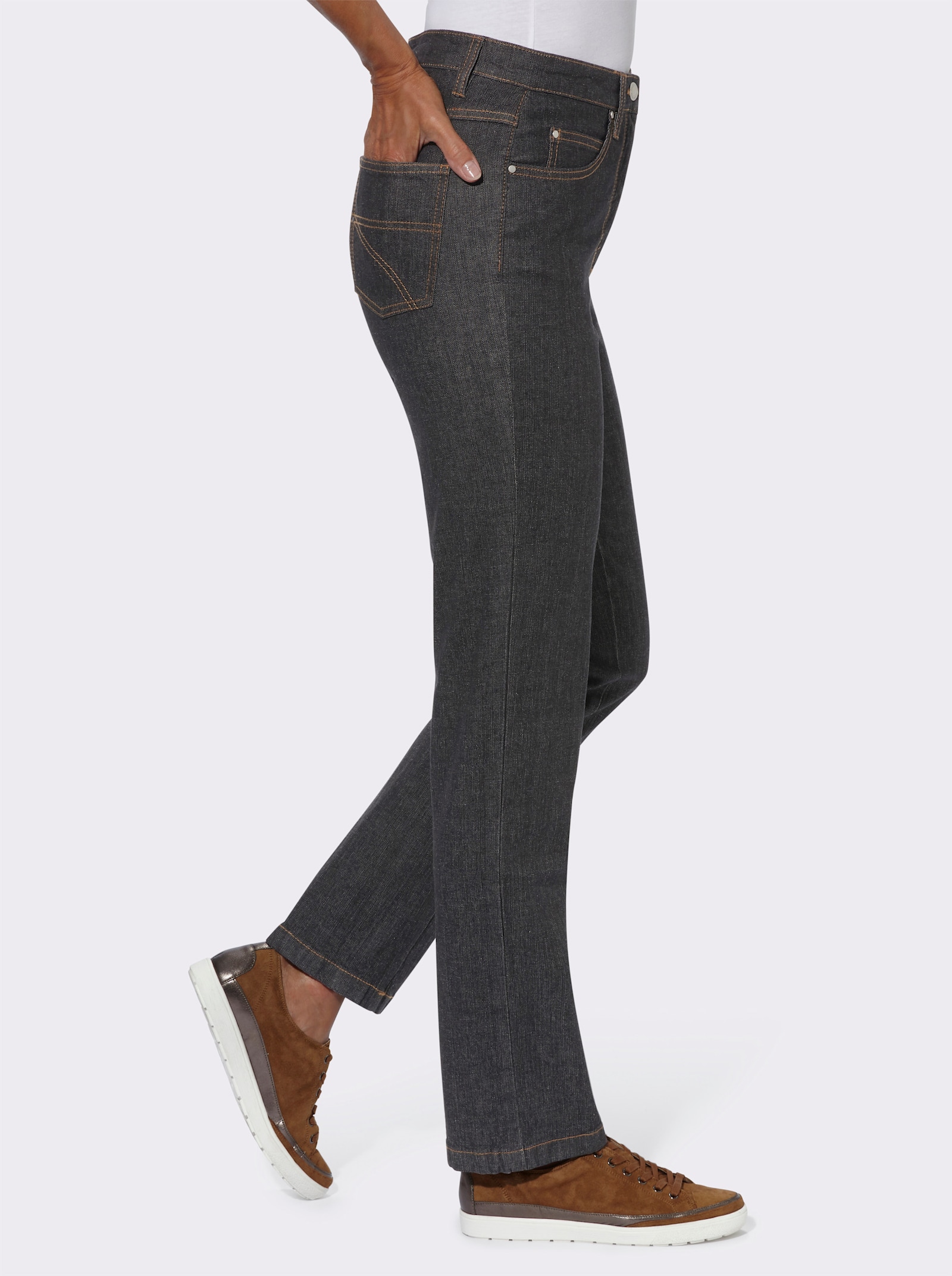 5-Pocket-Jeans mit Baumwoll-Stretch - black-denim