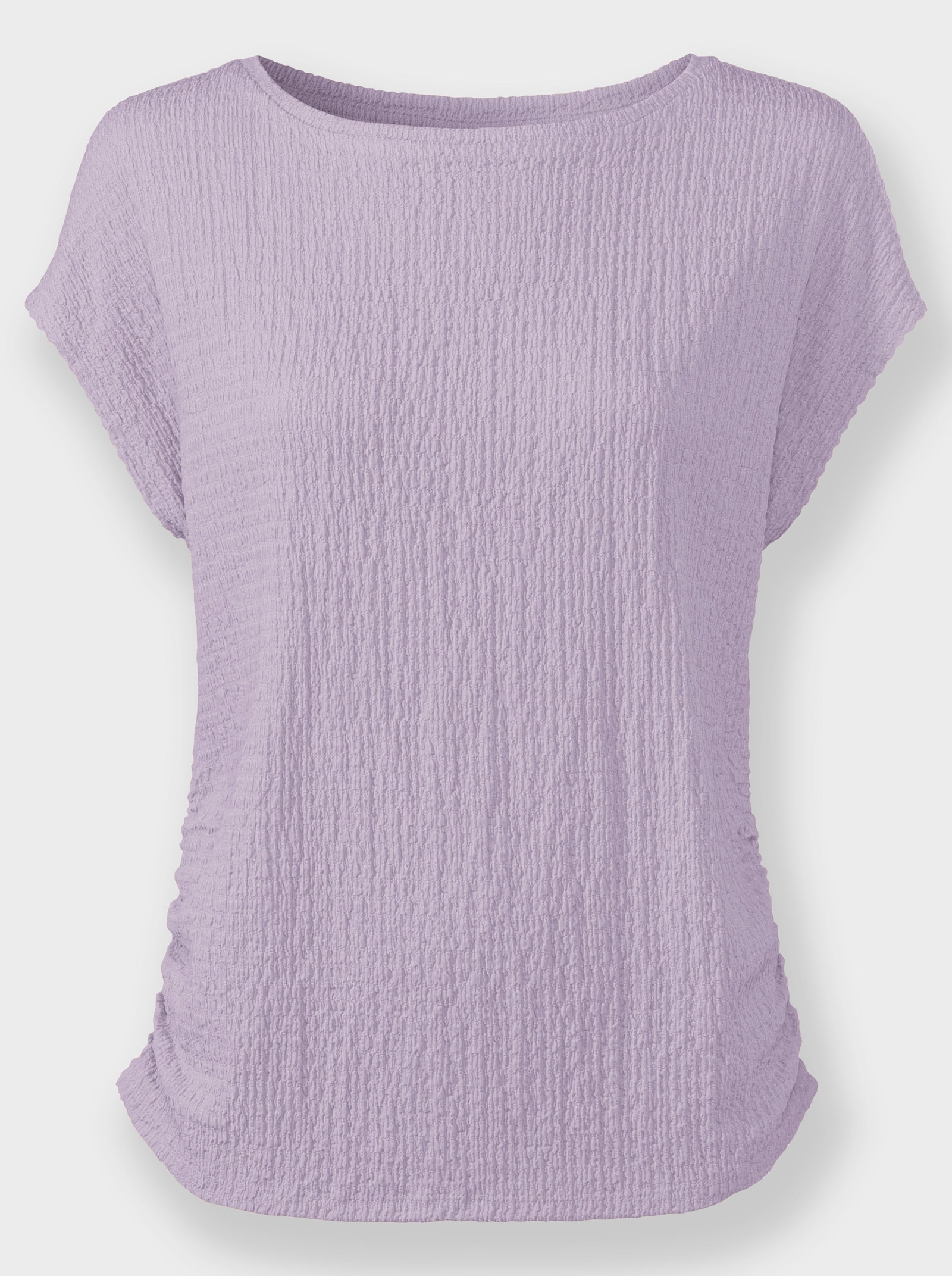Shirt met ronde hals en rimpeling opzij - lila