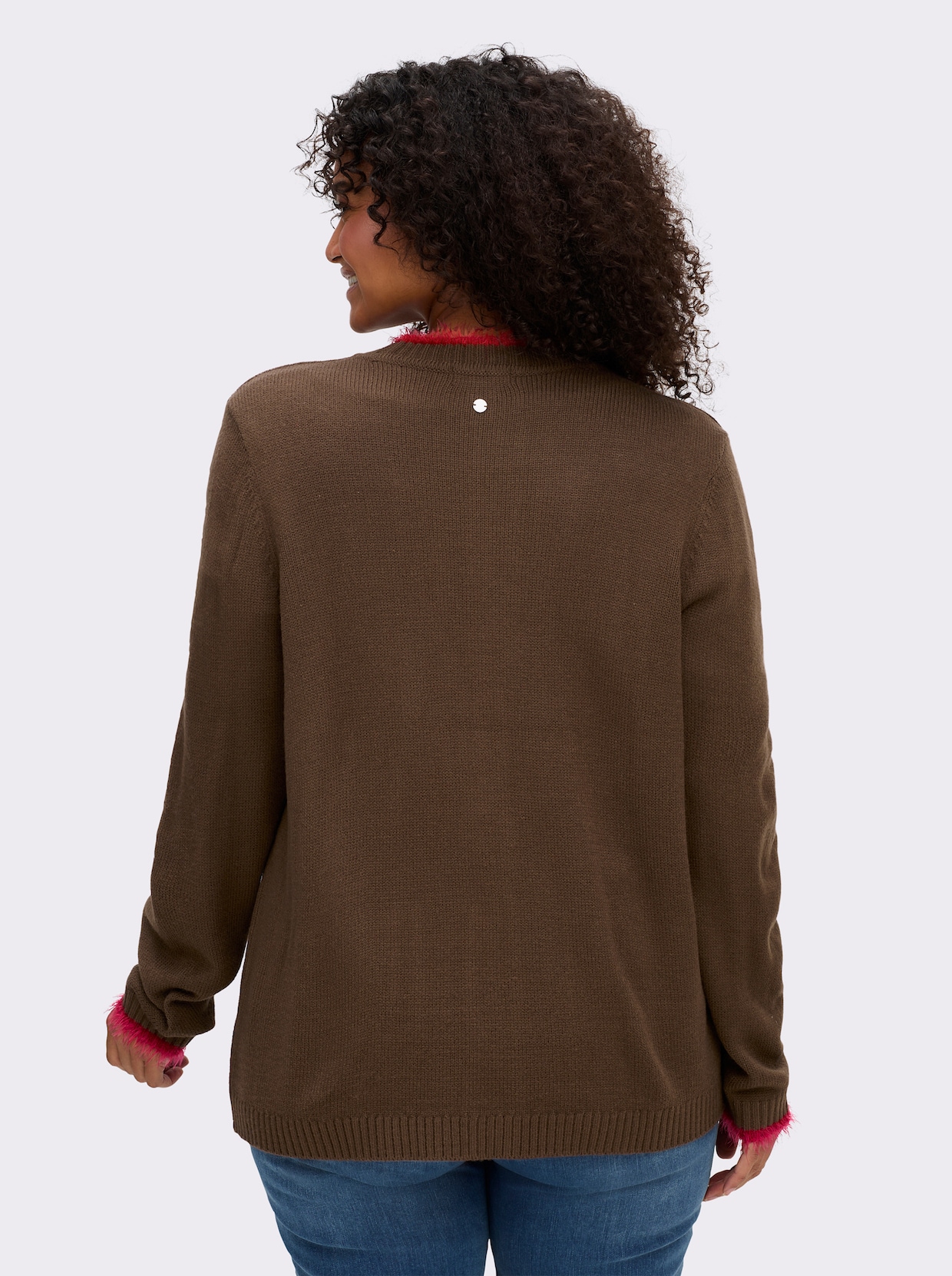 sheego veste en tricot - chocolat-cerise
