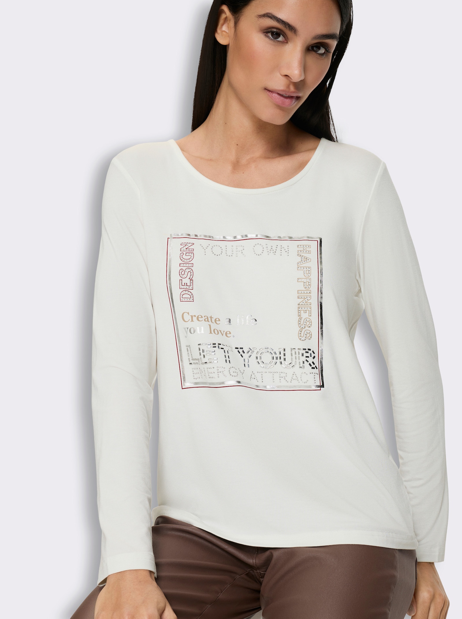heine Langarmshirt mit Foliendruck - ecru