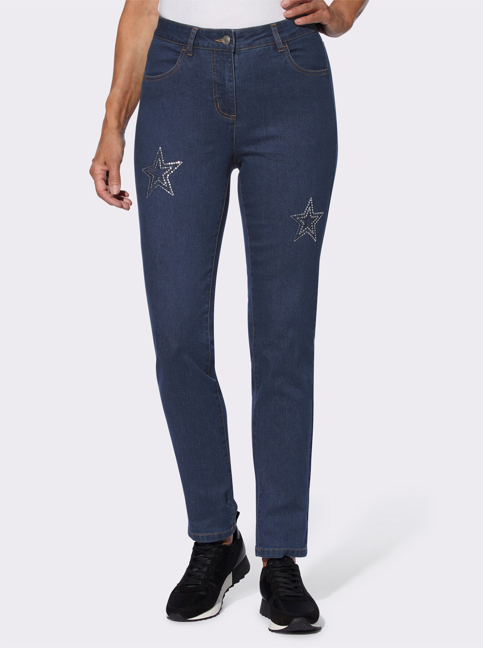 Jeans met sterren van pailletten - blue-stonewashed