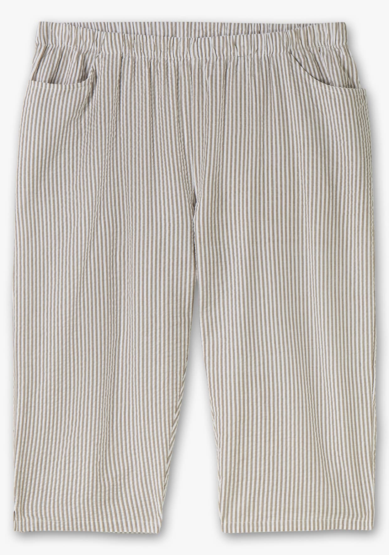 Caprihose - taupe-gestreift