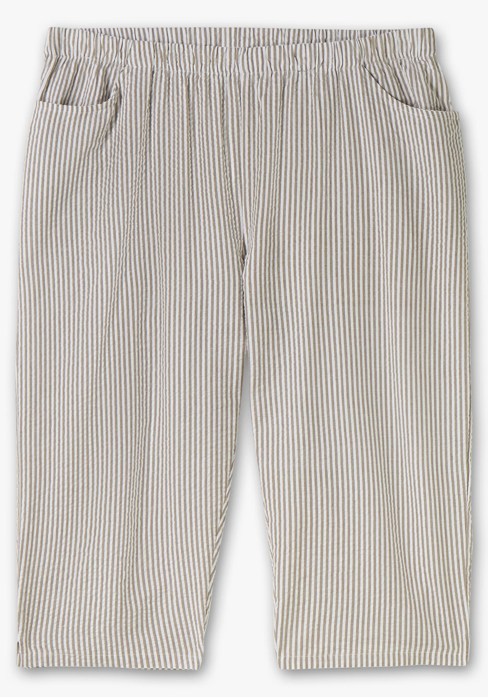 Caprihose aus Seersucker, gestreift - taupe-gestreift