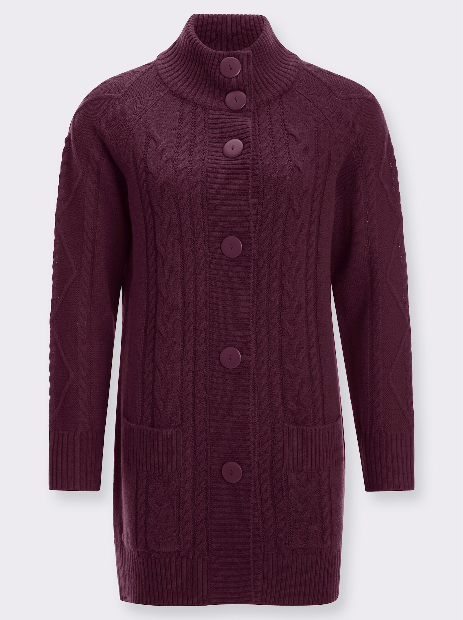 Vest met averecht gebreid patroon en kabelbreipatroon - bordeaux