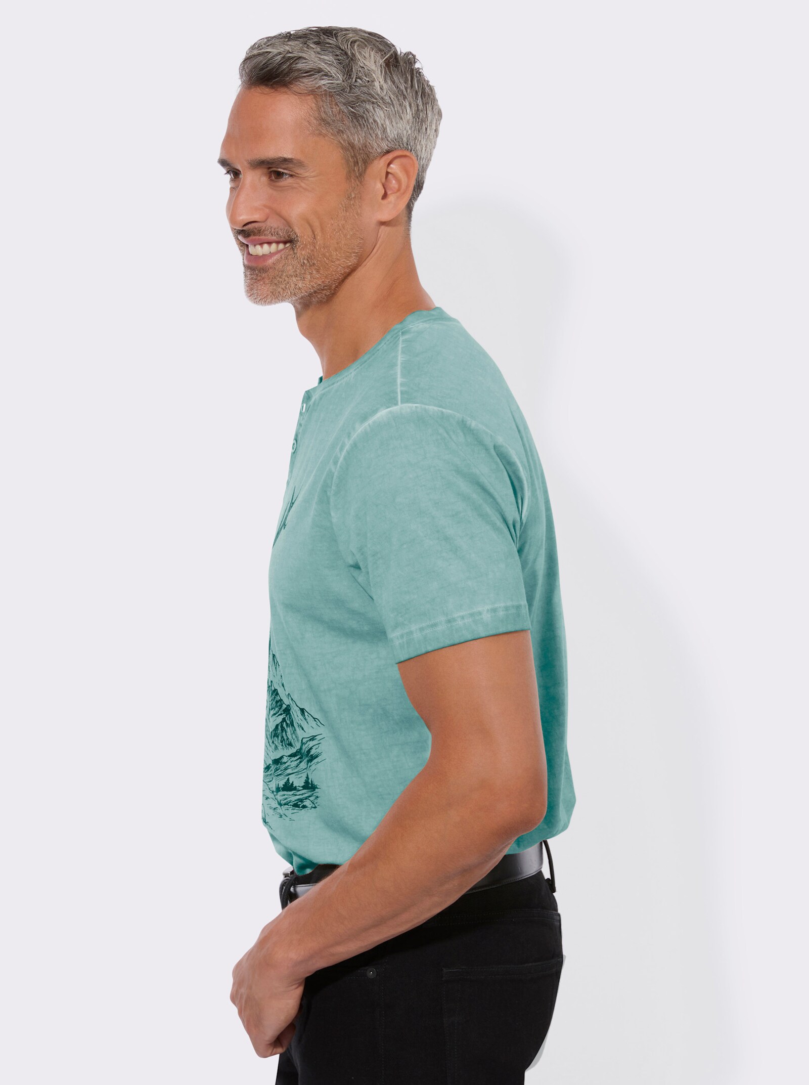 Trachtenshirt in Oil-dyed-Färbung - jade