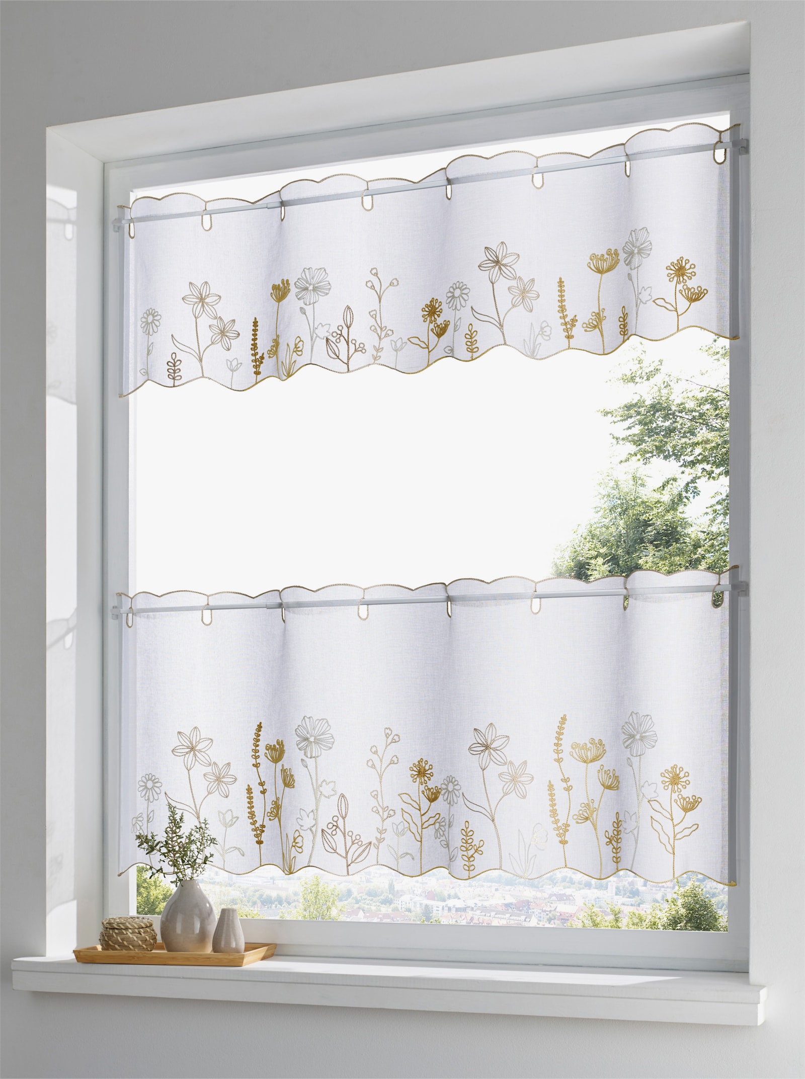 heine home Scheibengardine - weiß-beige