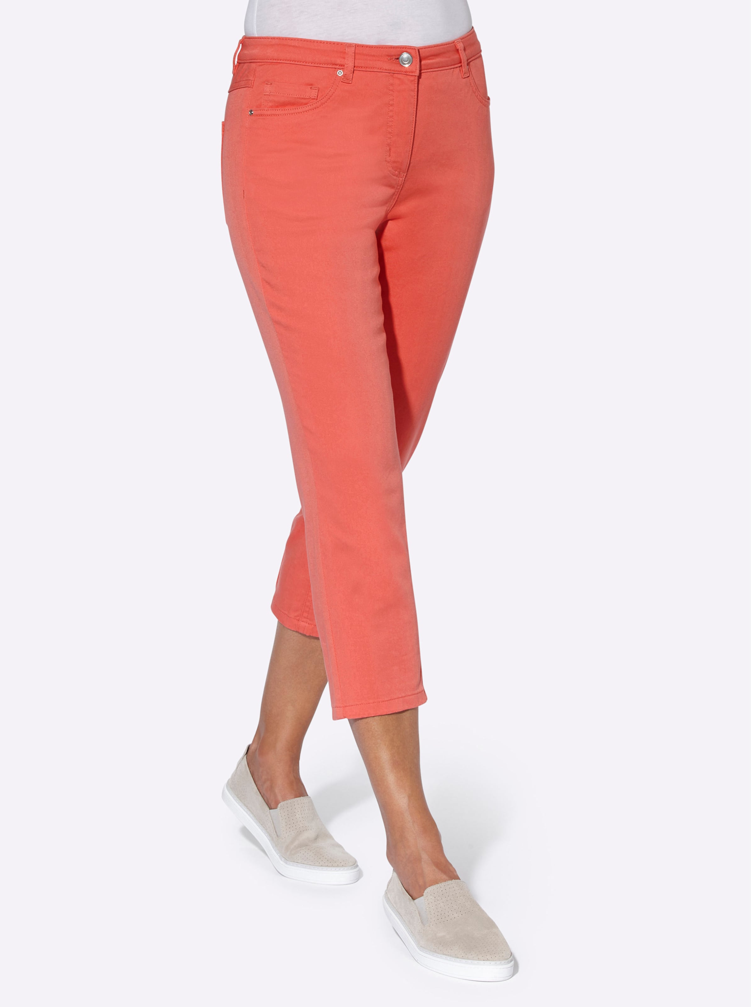 Casual Looks Damen Arancione 3/4-Jeans Gr. 42, Normalgrößen, Orange (Koralle), 98% Baumwolle, 2% Elasthan, Unifarben, 3/4-Länge, Jeans - Bild 3