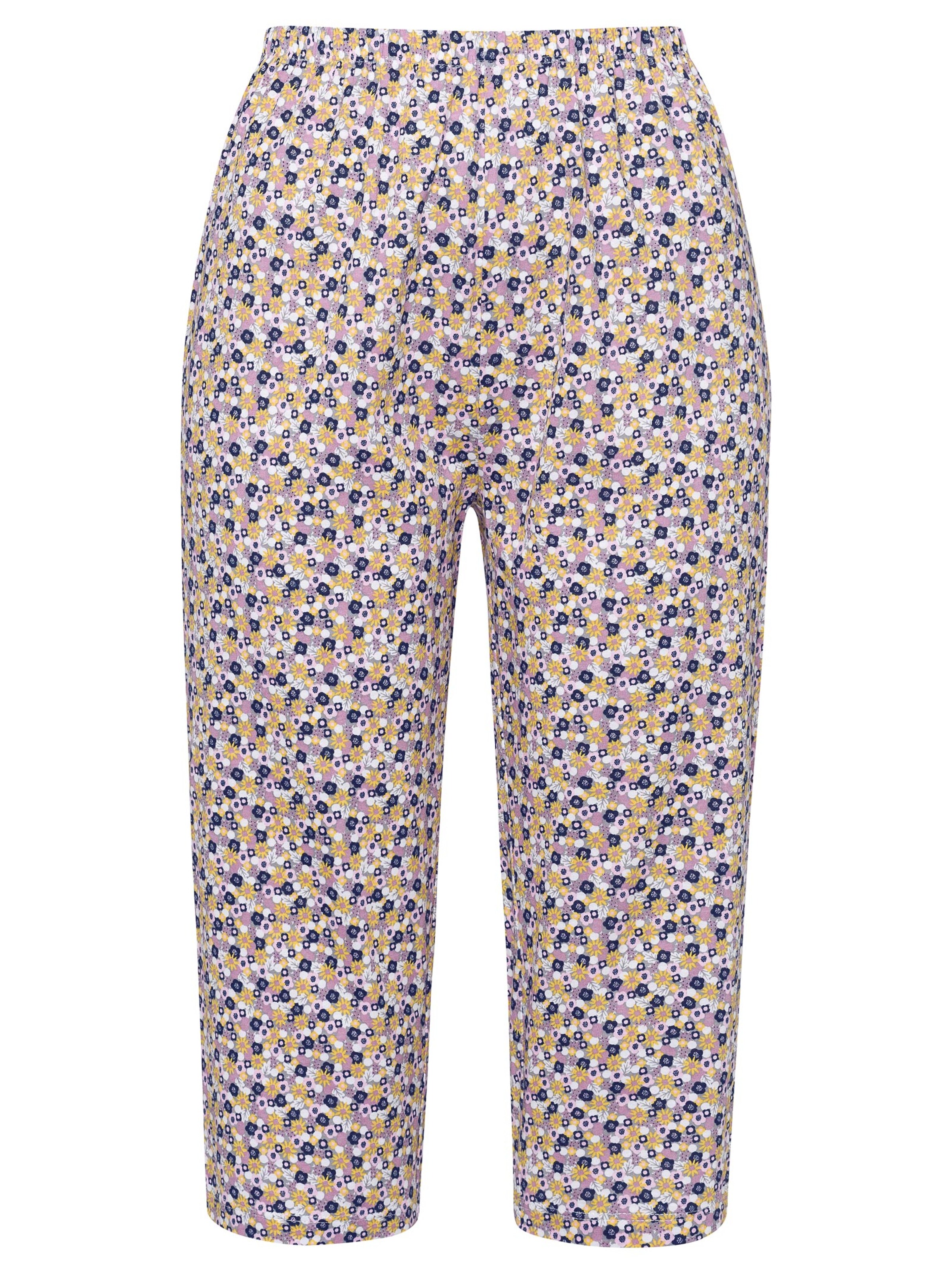 Capri-Schlafanzug - mauve-bedruckt