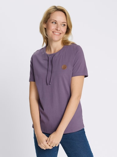 Kurzarmshirt mit Tunnelzug am Ausschnitt - feige