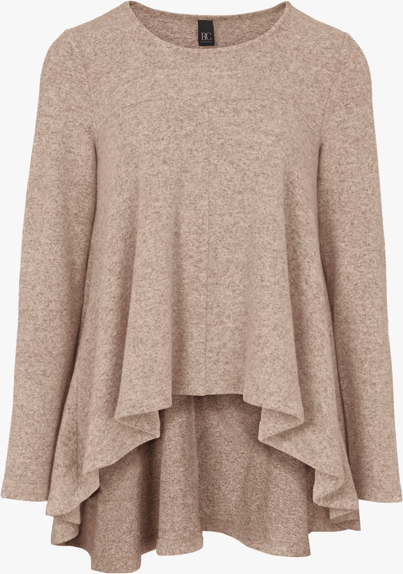 heine Langarmshirt mit verlängerter Rückenpartie - kiesel