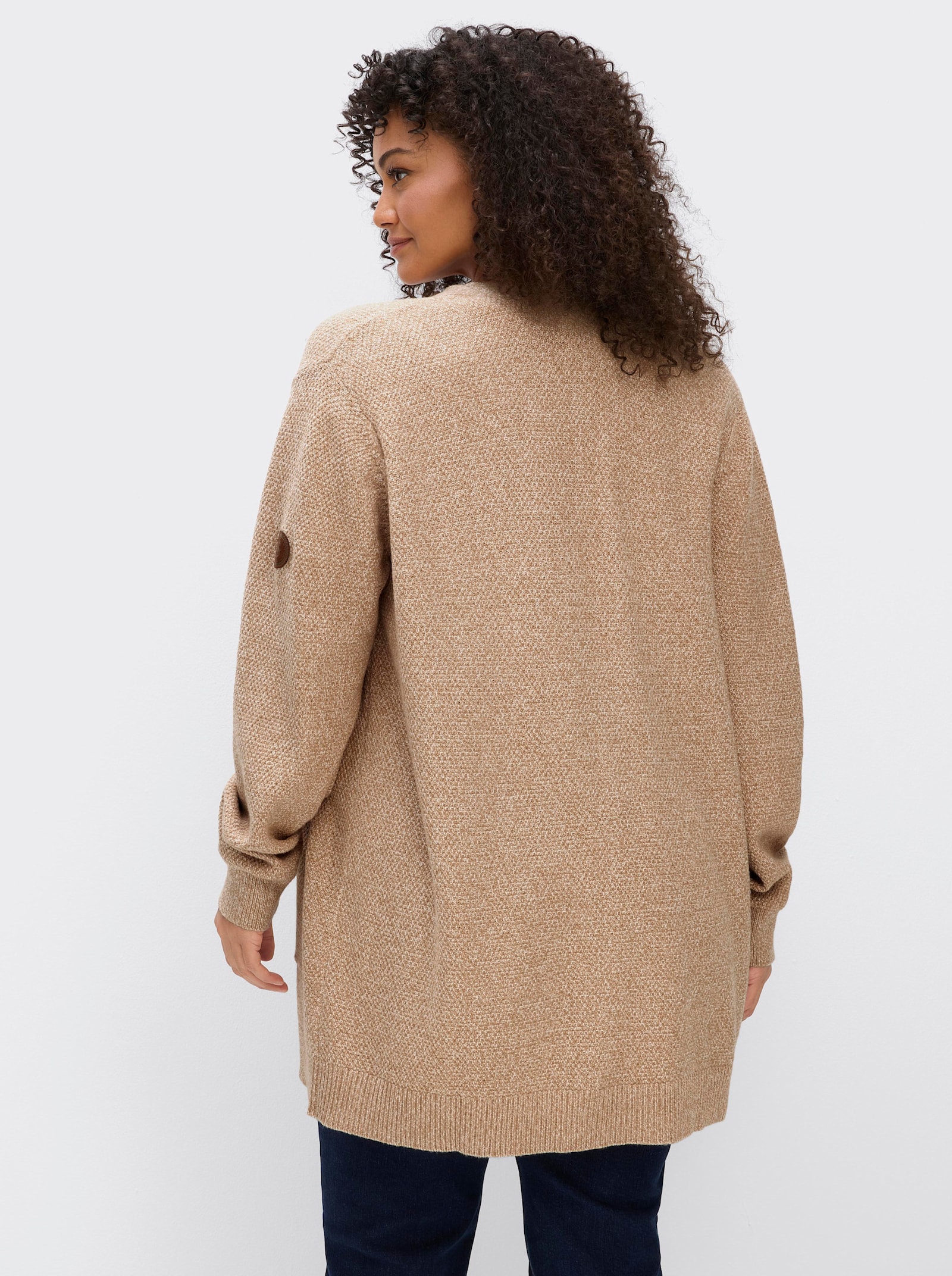 sheego Strickjacke in softer Strukturqualität - camel-meliert