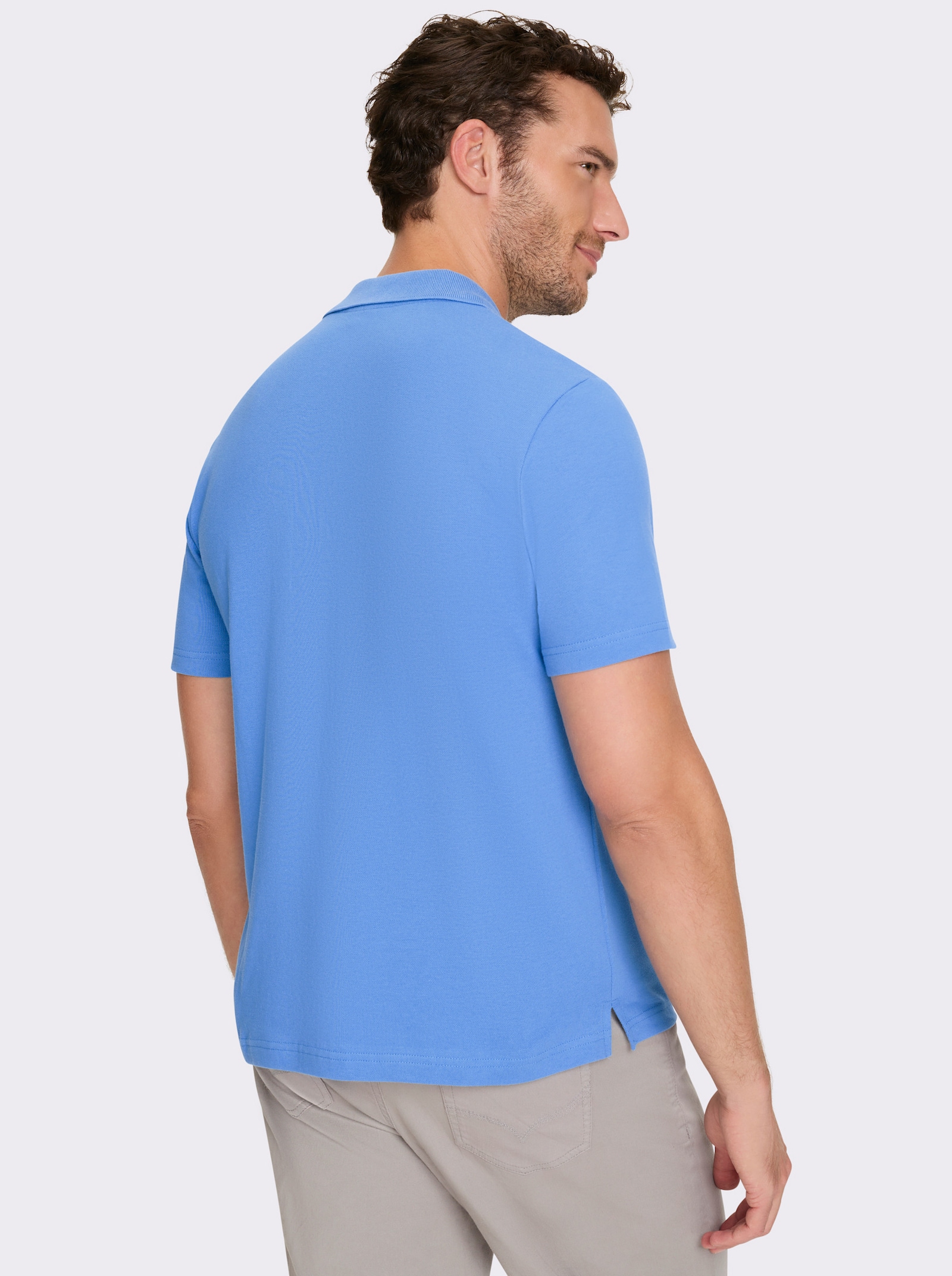 Catamaran Kurzarmshirt in Pikee-Qualität, Baumwolle - mittelblau