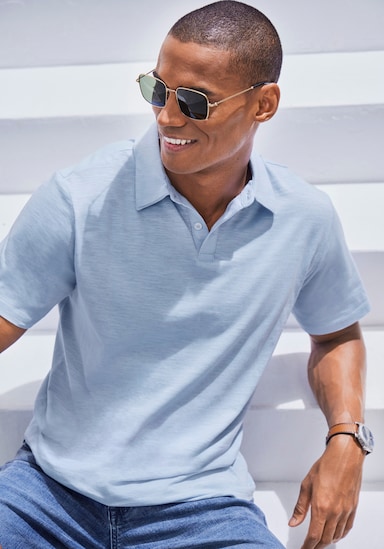 Poloshirt - offwhite-blau