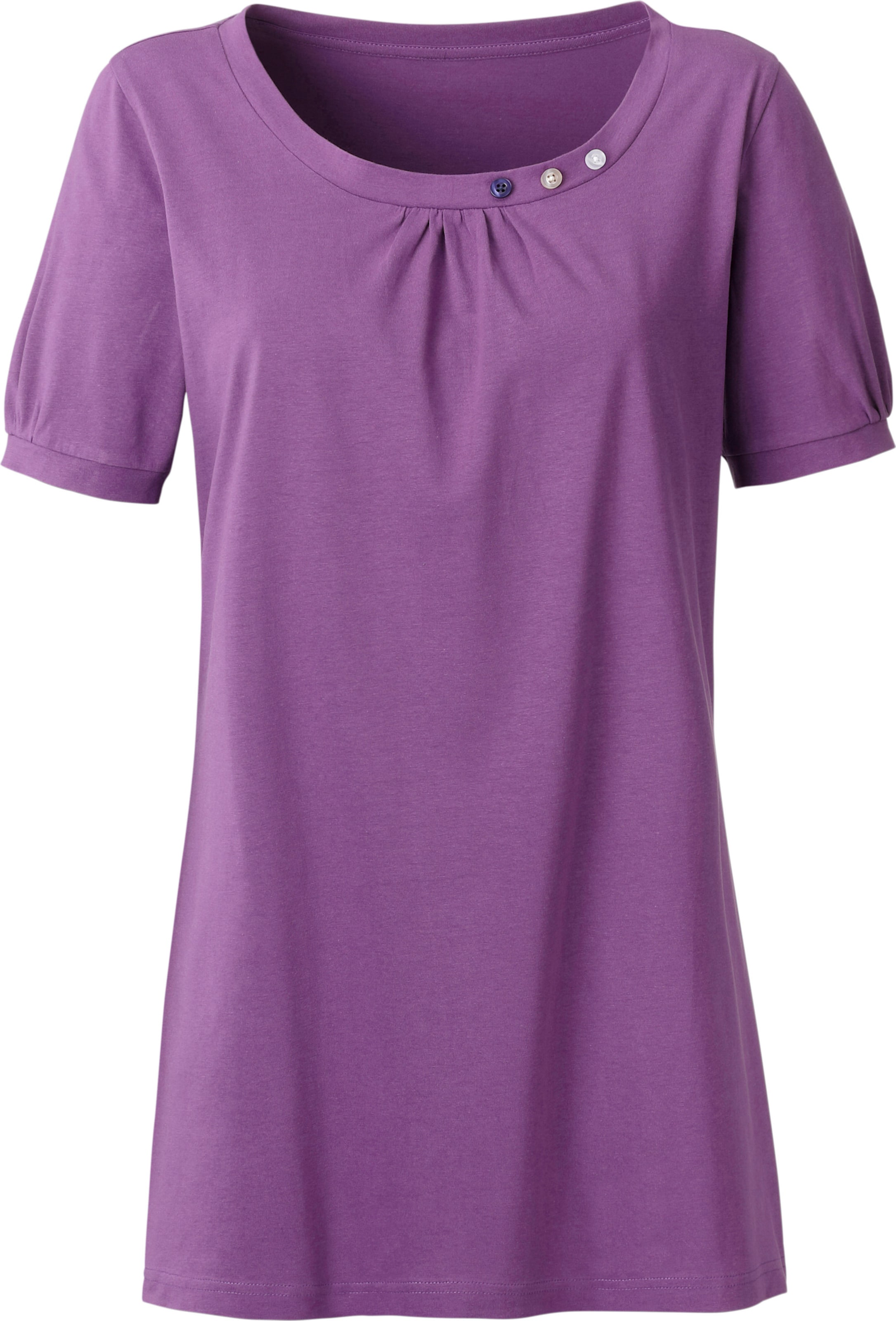 Damen Longshirt mit gerafftem Ausschnitt lila, Größe 38 - Bild 4