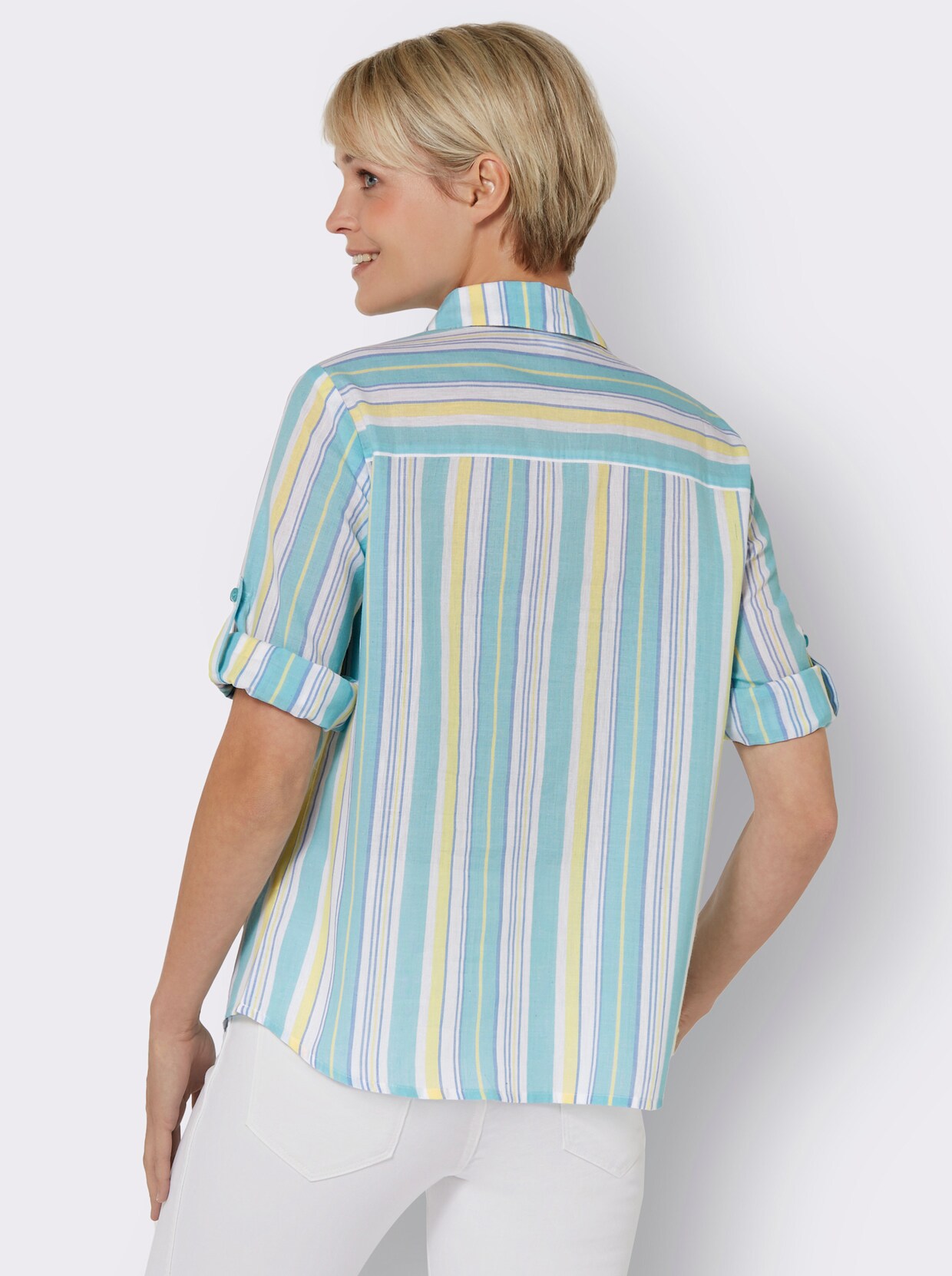 Katoenen blouse - mint gestreept