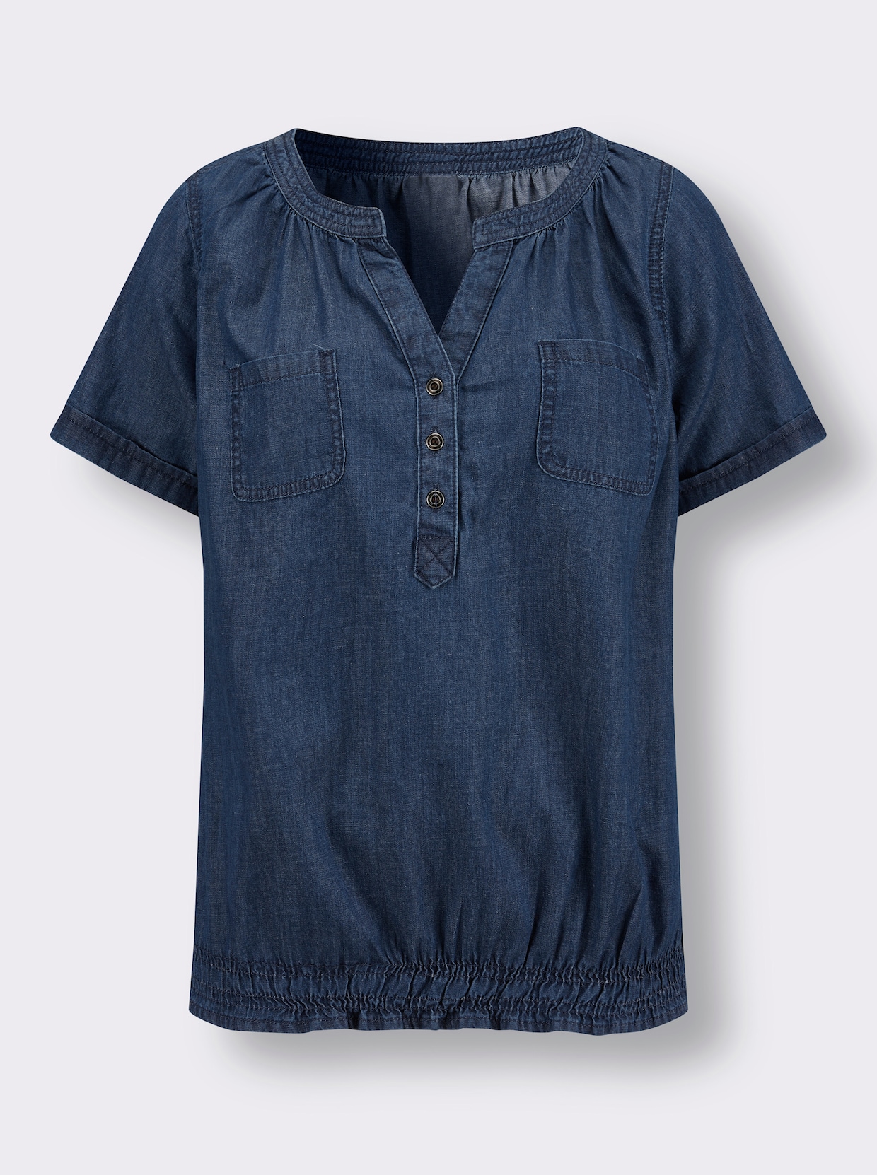 Blouse met korte mouwen - blue-stonewashed
