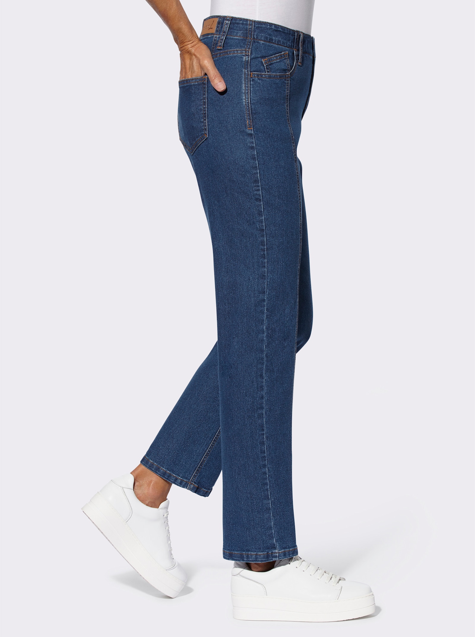 Jeans mit höher geschnittenem Bund - blue-stone-washed
