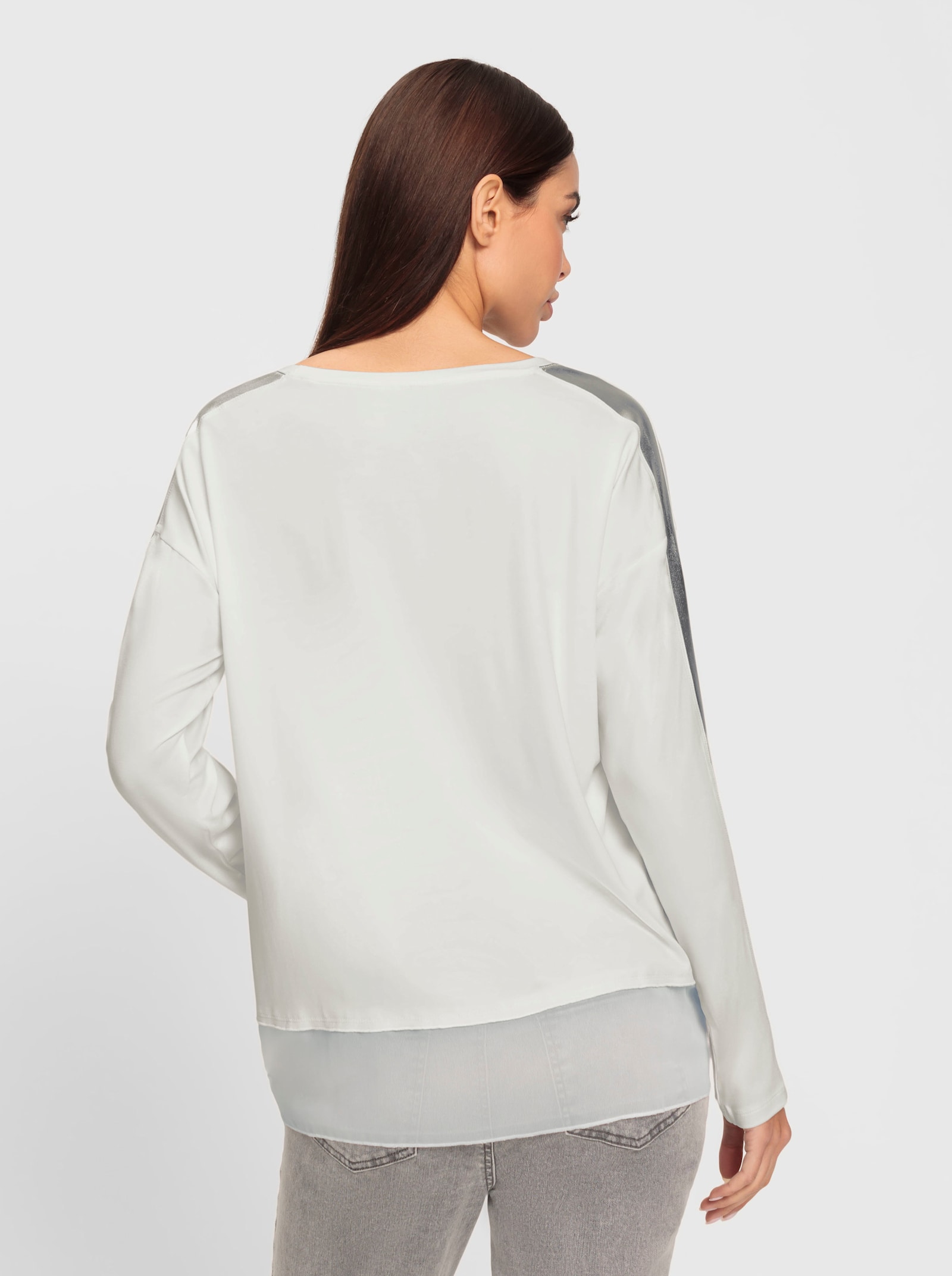 heine T-shirt à manches longues avec rayures brillantes - écru