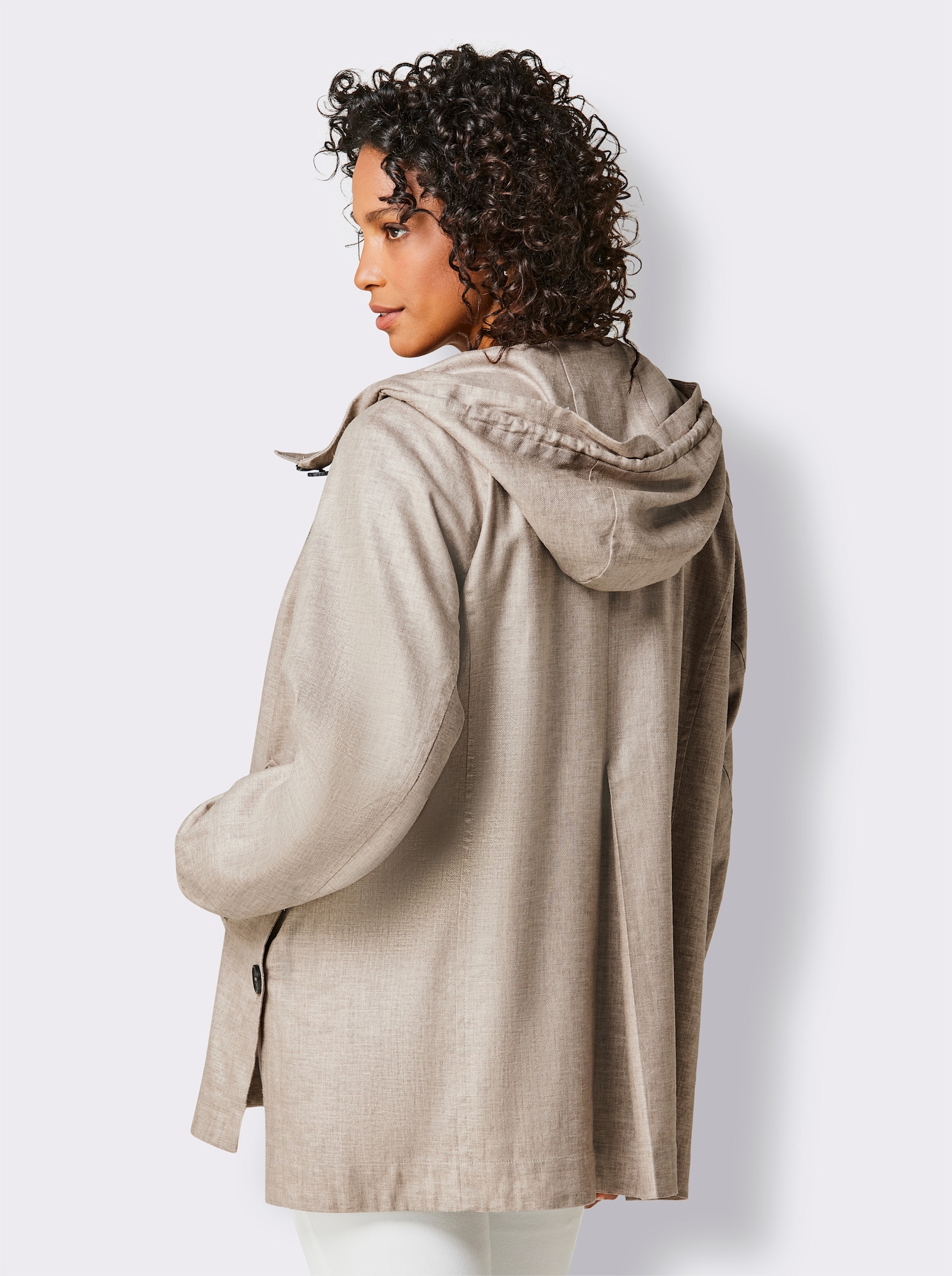 CREATION L PREMIUM Kapuzenjacke im Leinen-Viskose-Mix - sesam