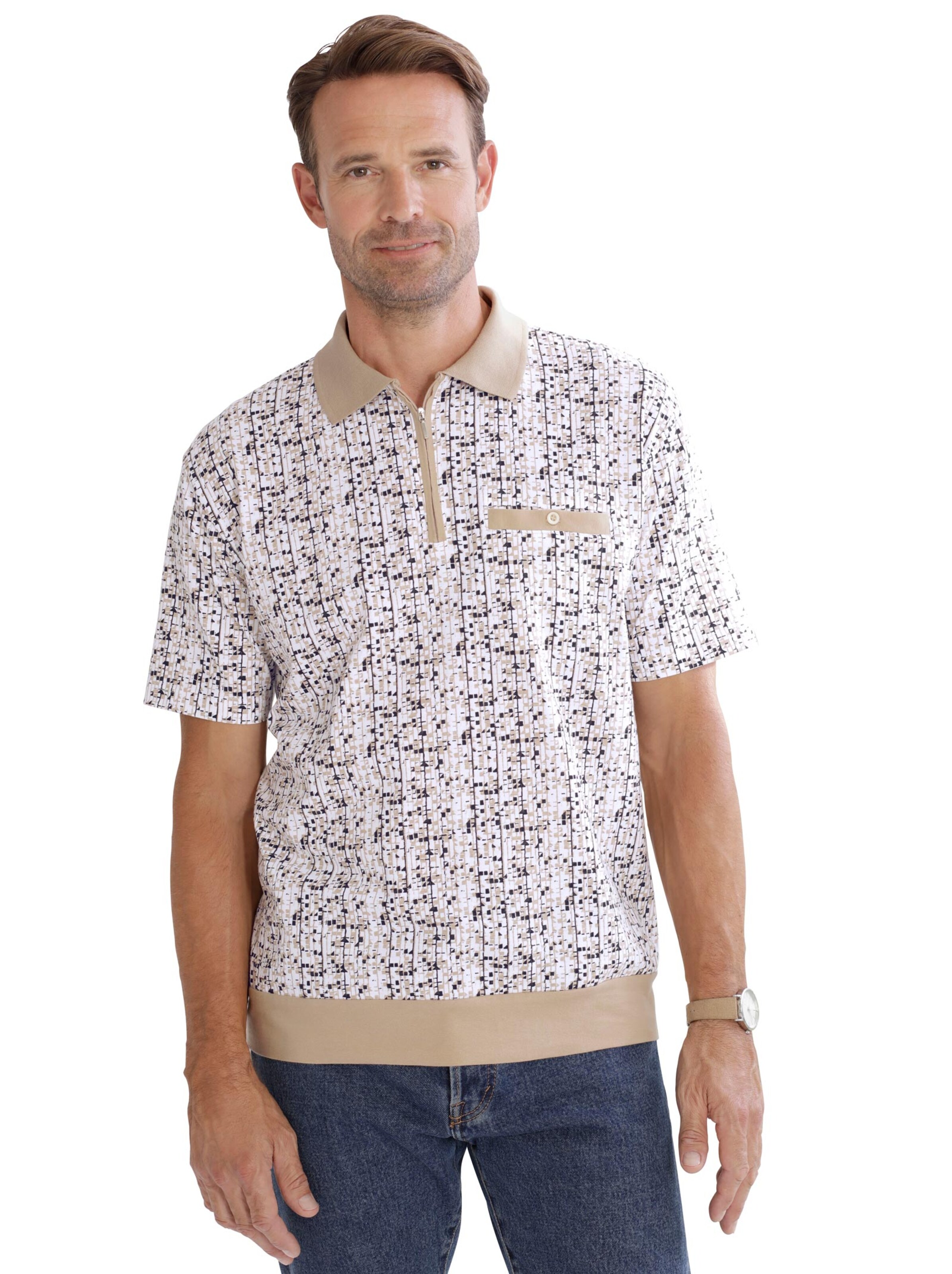 Poloshirt - beige-bedruckt