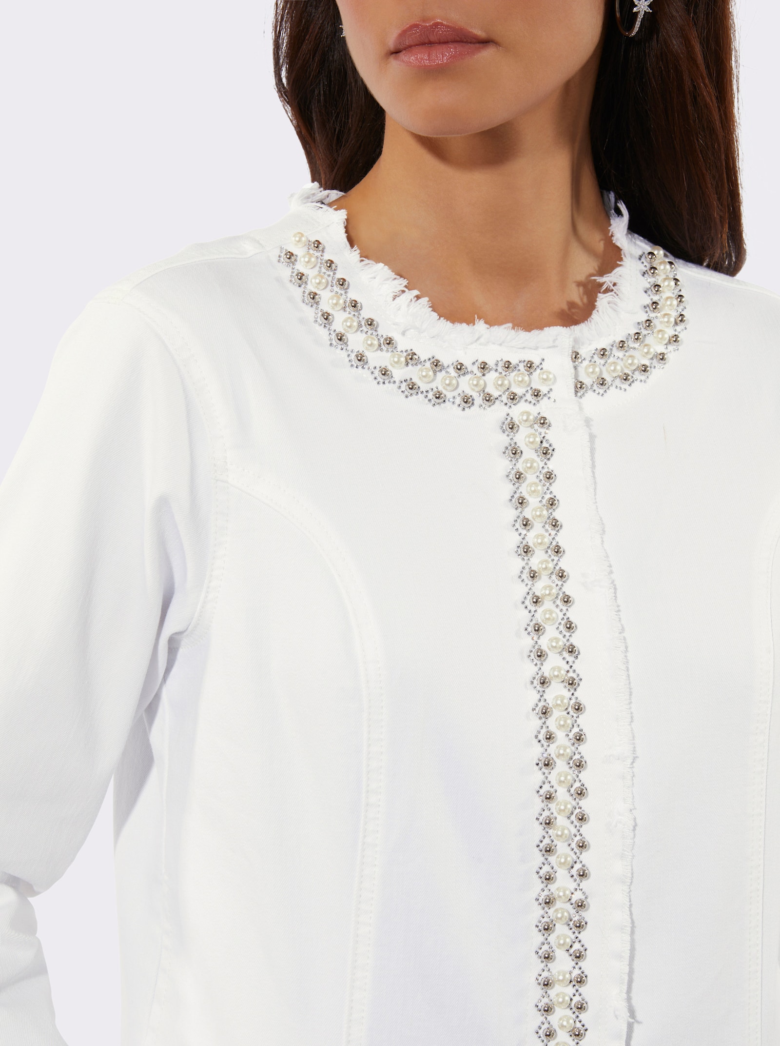 Jeansblazer mit seitlichen Nahttaschen - ecru