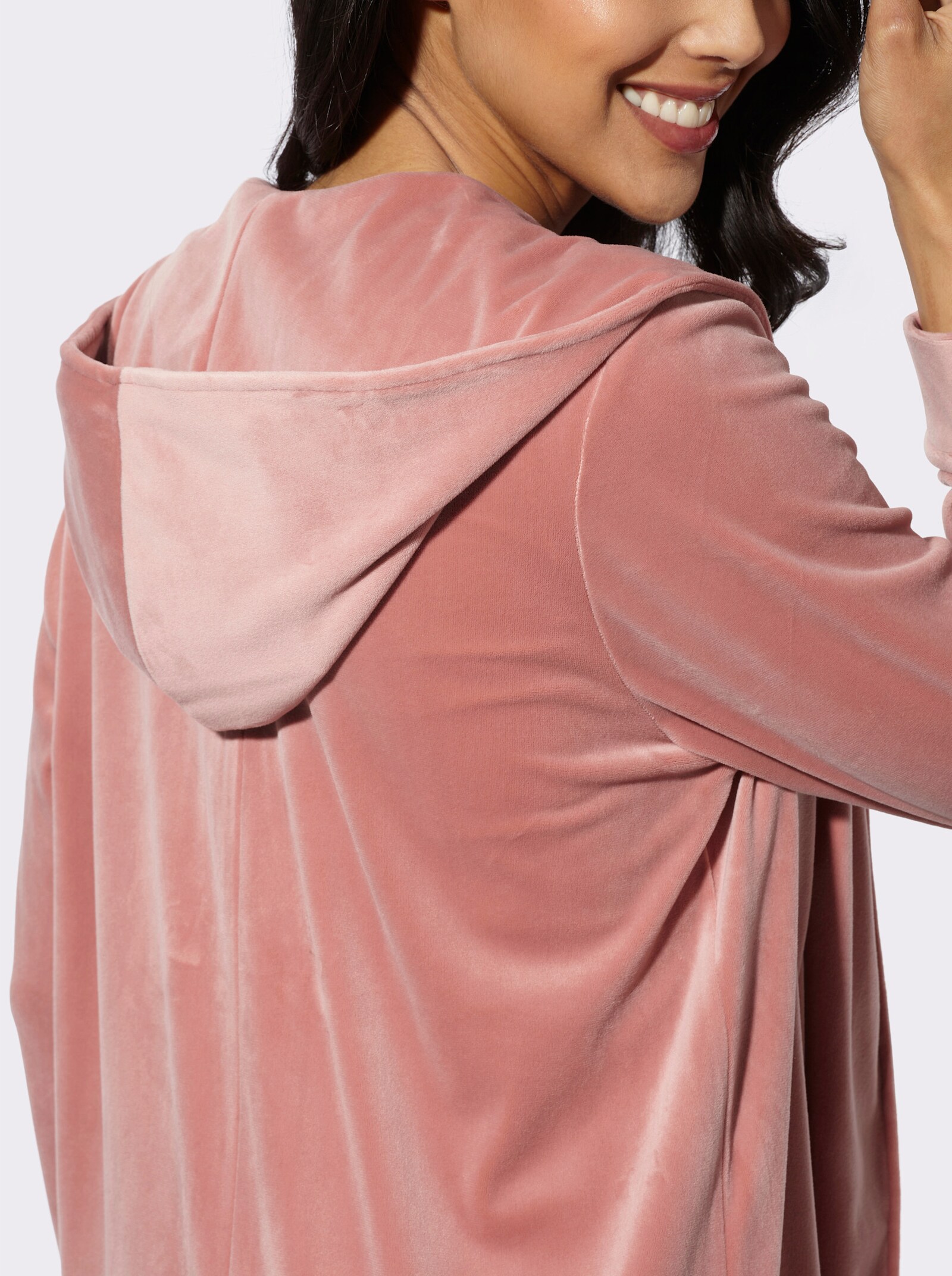 Nickijacke in offener Form - rosenholz