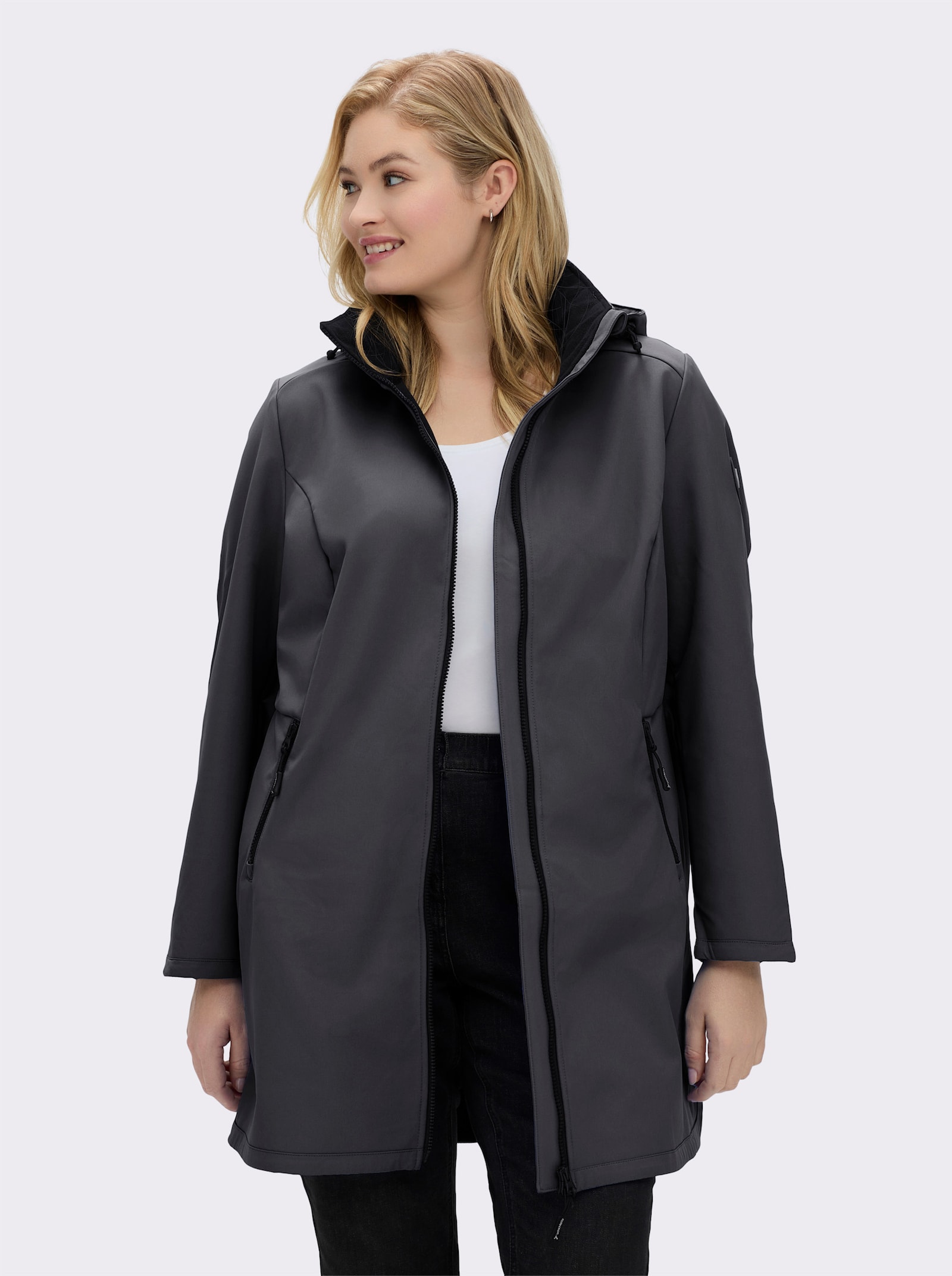 Softshelljacke mit Gummizug im Rücken - anthrazit