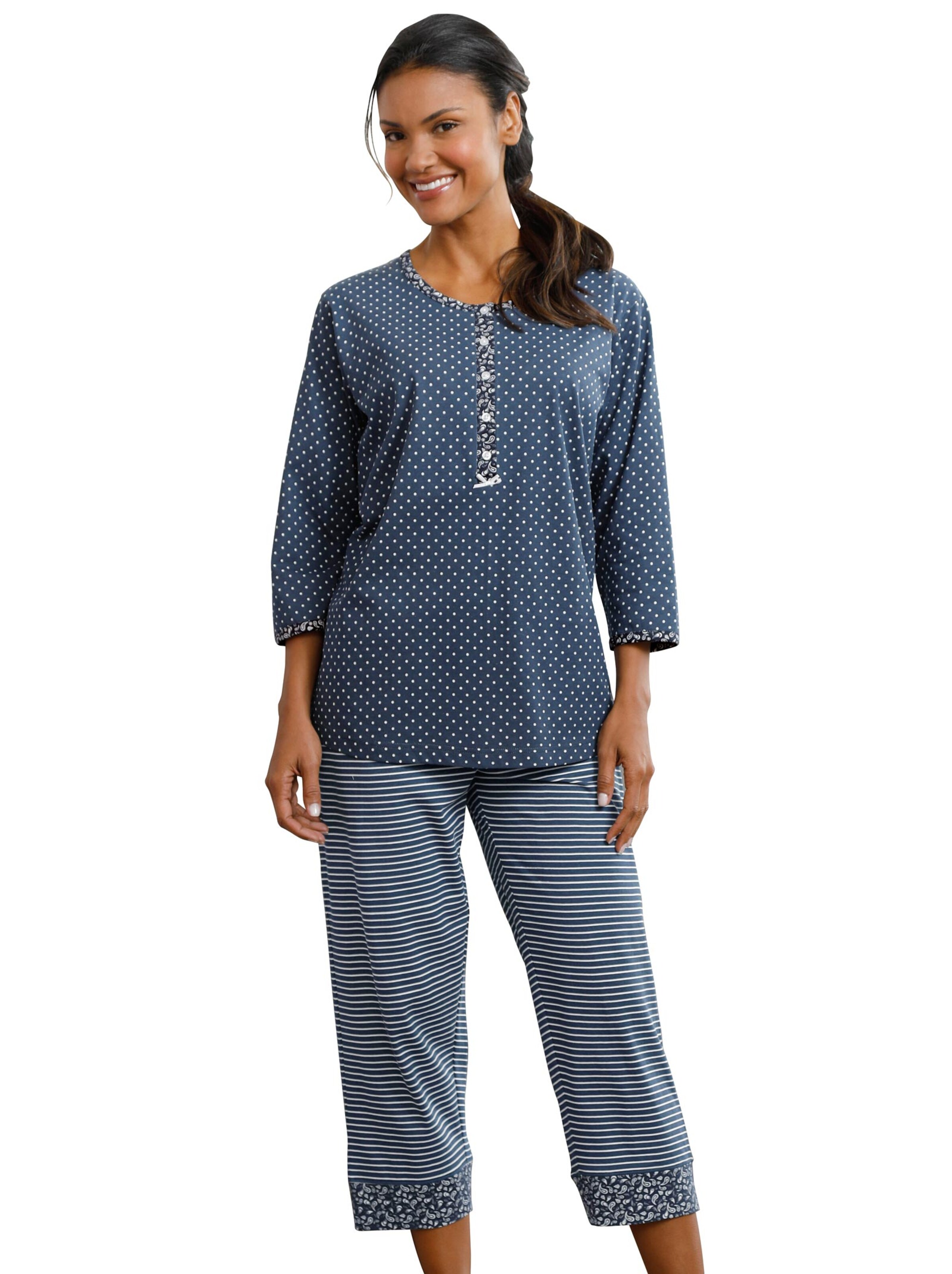 Schlafanzug - marine-gemustert